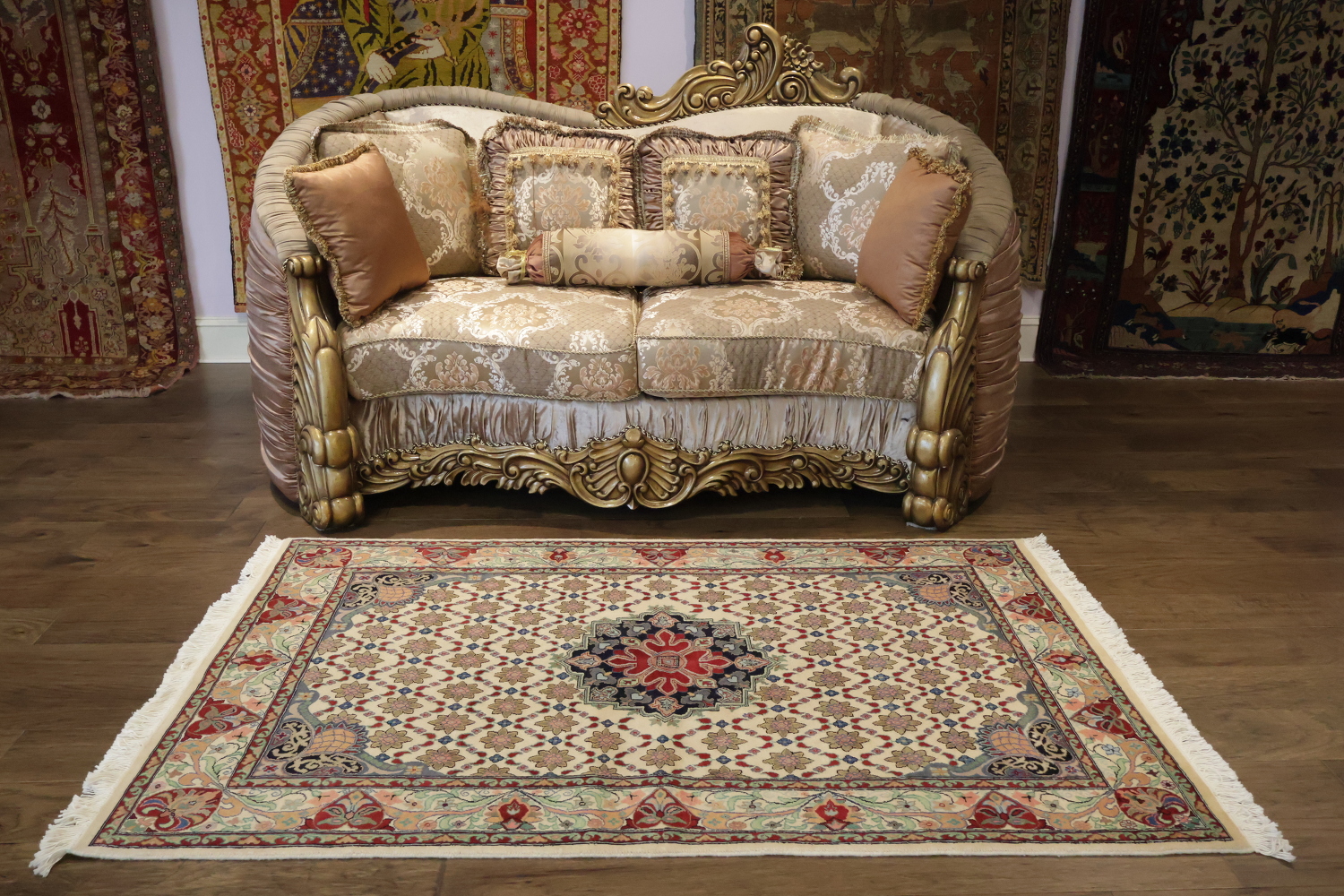 Vegetable Dye Geometric Tabriz Oriental Wool Rug 4x6
