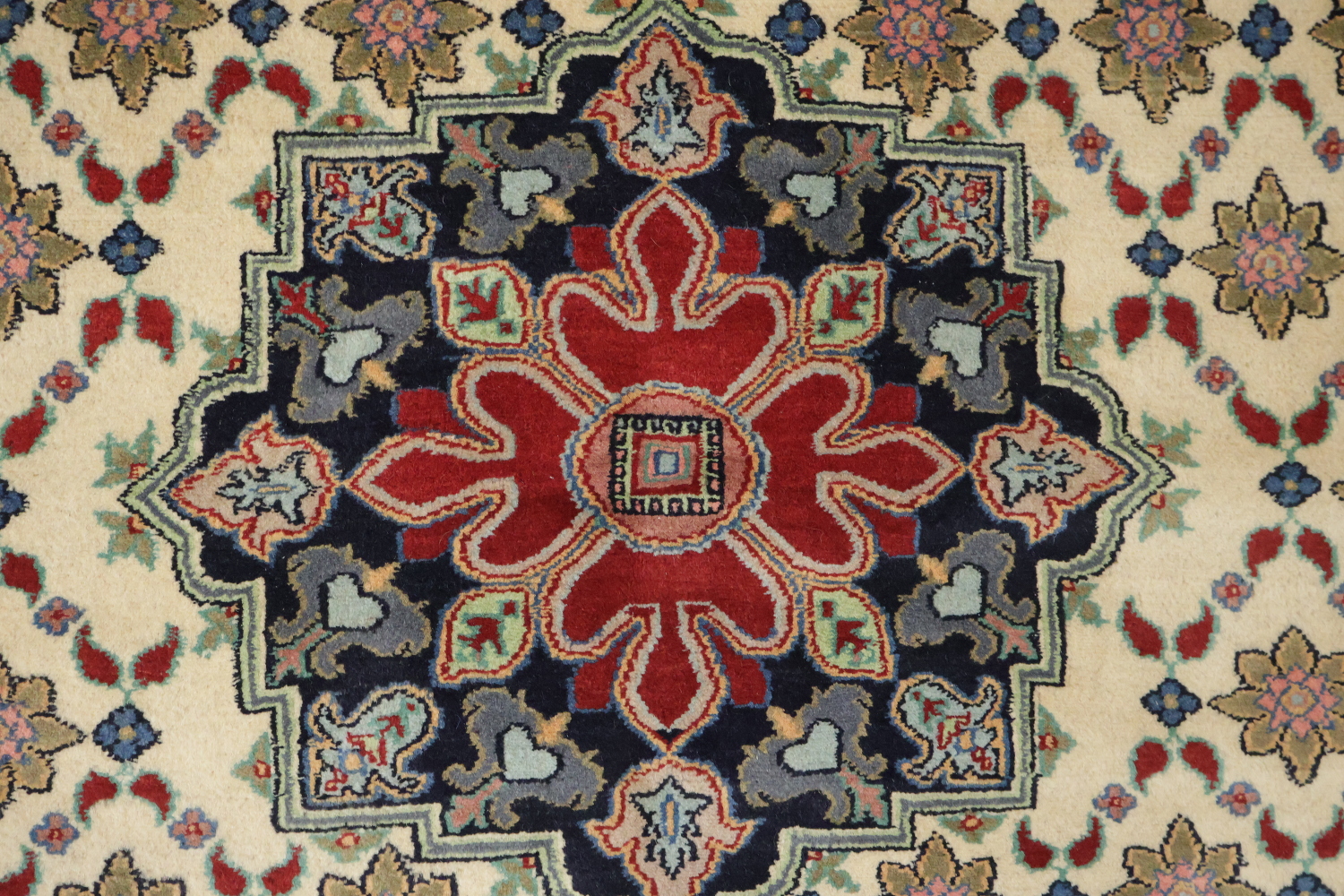 Vegetable Dye Geometric Tabriz Oriental Wool Rug 4x6
