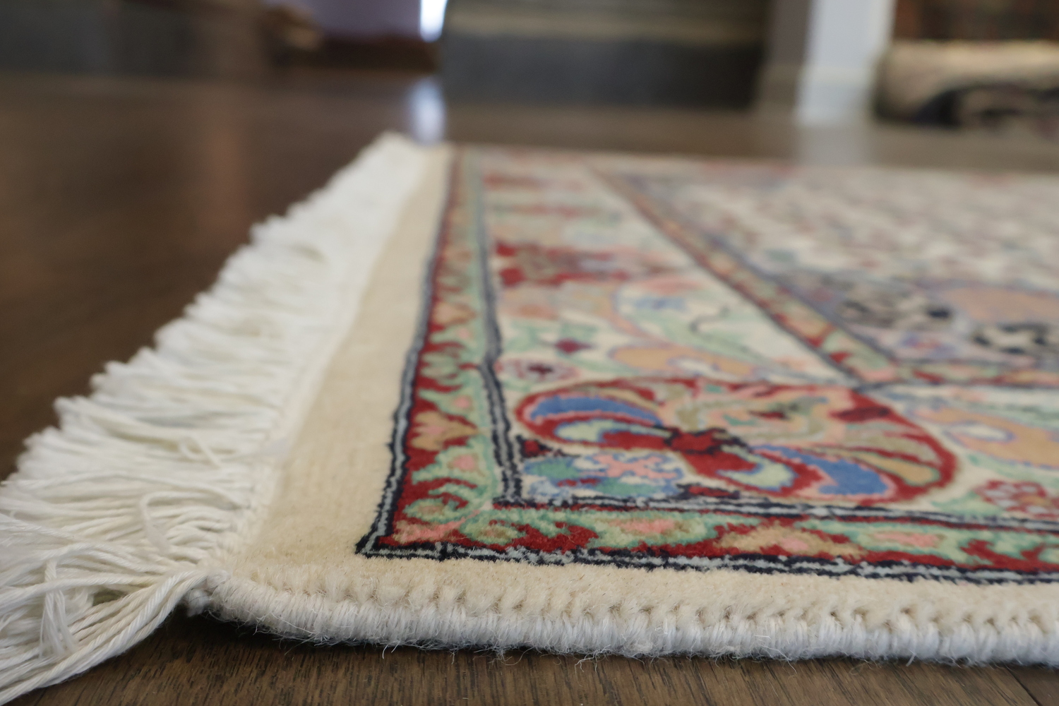 Vegetable Dye Geometric Tabriz Oriental Wool Rug 4x6