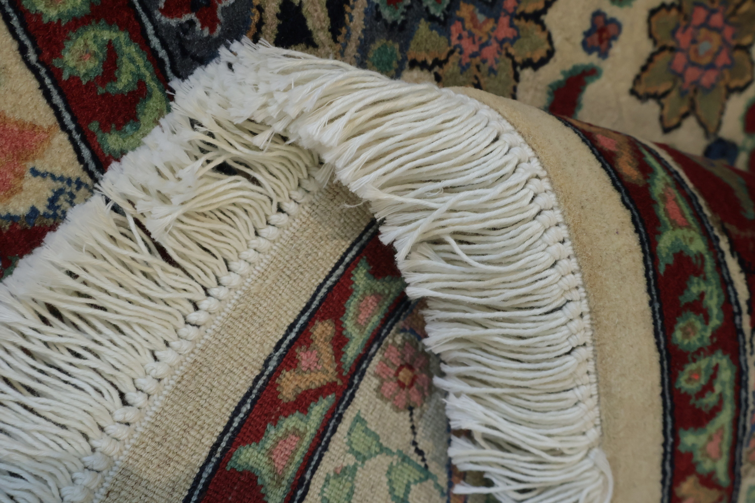 Vegetable Dye Geometric Tabriz Oriental Wool Rug 4x6