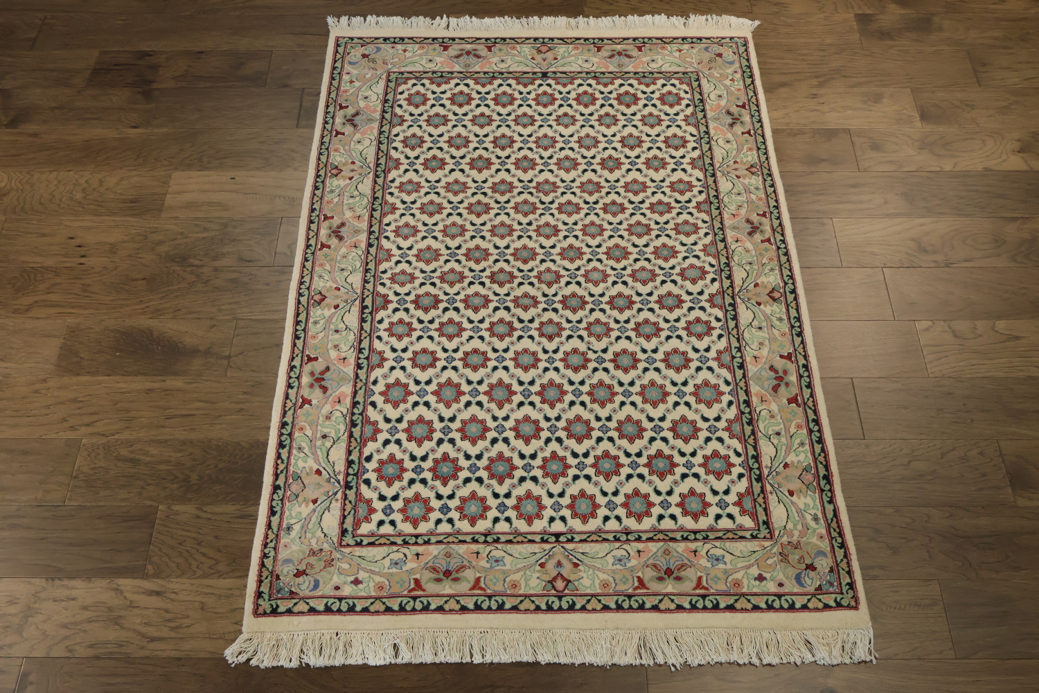 Vegetable Dye Geometric Tabriz Oriental Wool Rug 4x6