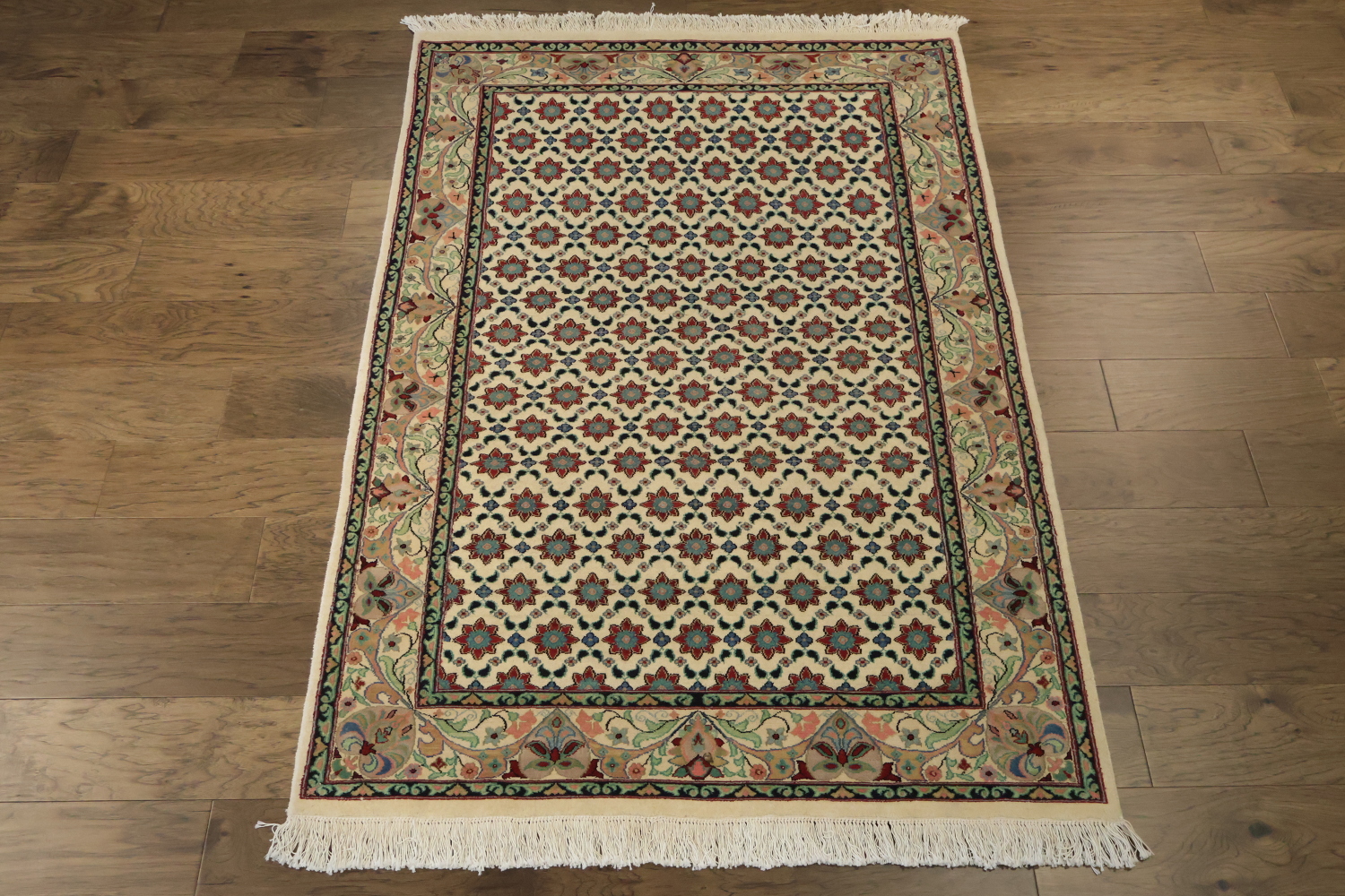 Vegetable Dye Geometric Tabriz Oriental Wool Rug 4x6