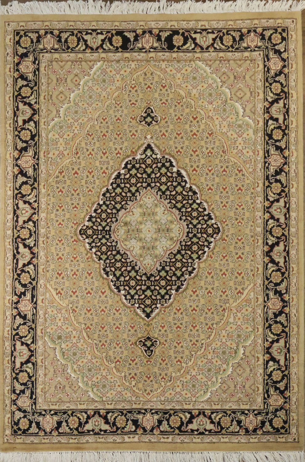 Vegetable Dye Geometric Tabriz Mahi Oriental Wool Rug 4x6