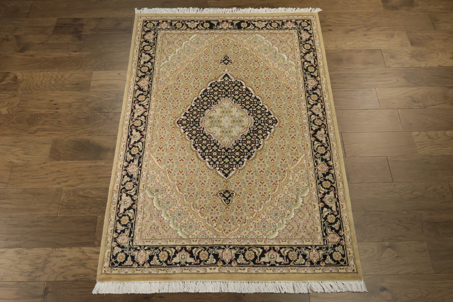 Vegetable Dye Geometric Tabriz Mahi Oriental Wool Rug 4x6