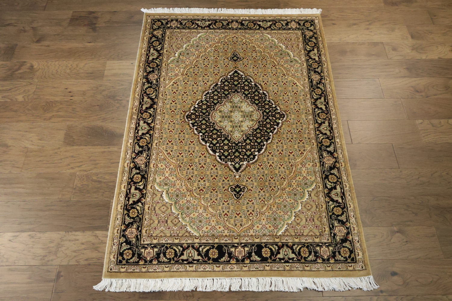 Vegetable Dye Geometric Tabriz Mahi Oriental Wool Rug 4x6