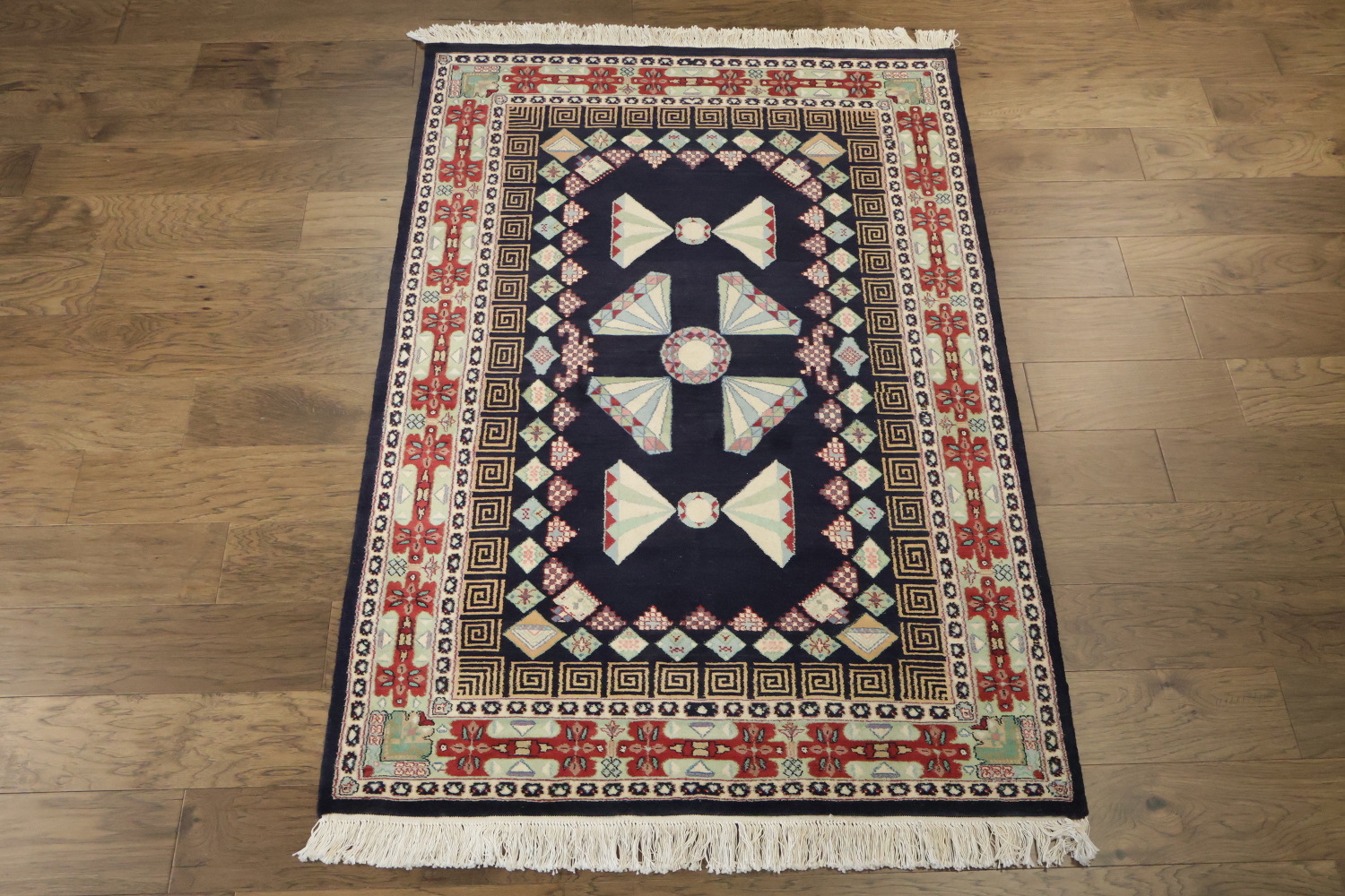 Vegetable Dye Geometric Tabriz Oriental Wool Rug 4x6