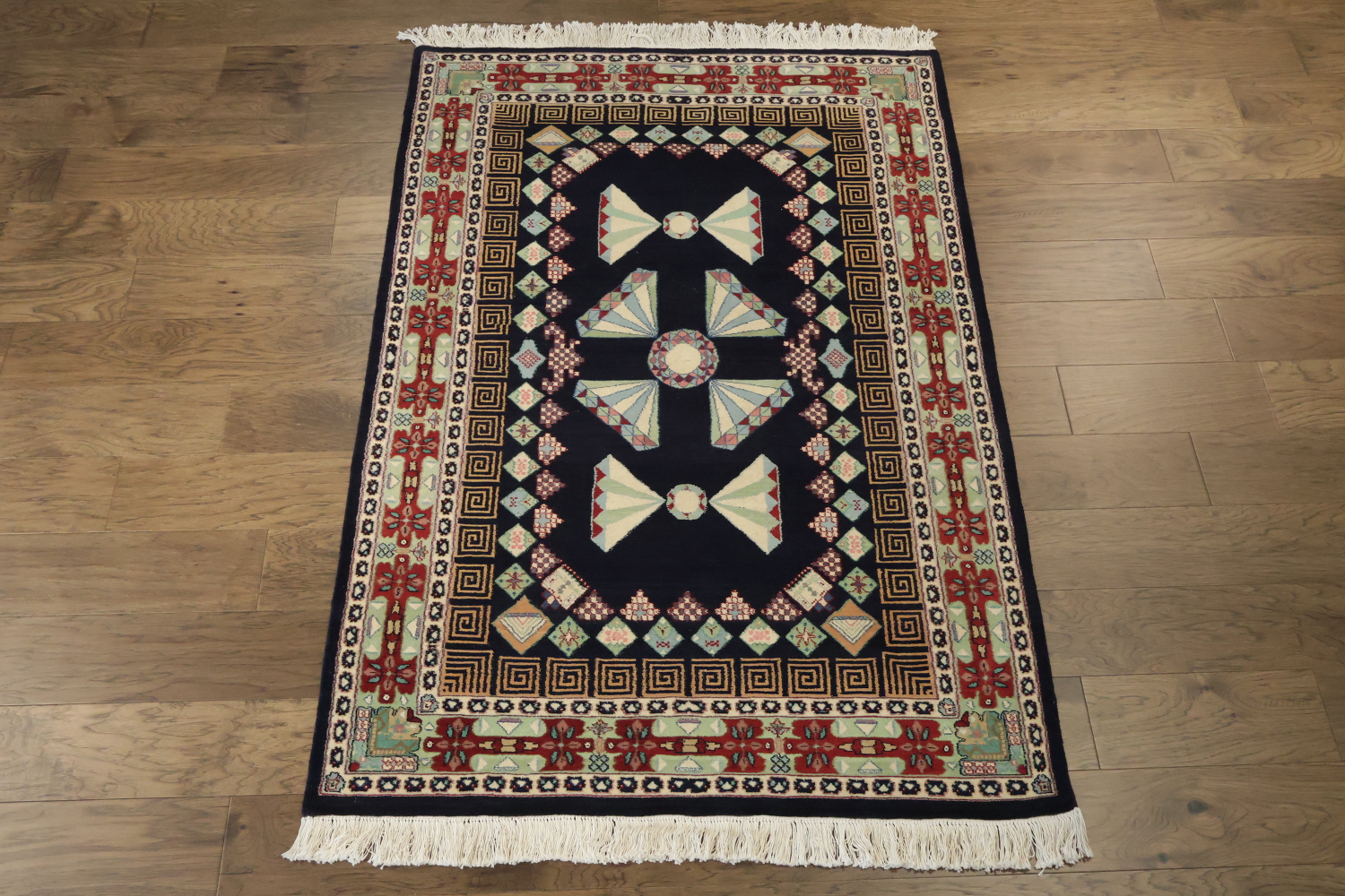 Vegetable Dye Geometric Tabriz Oriental Wool Rug 4x6