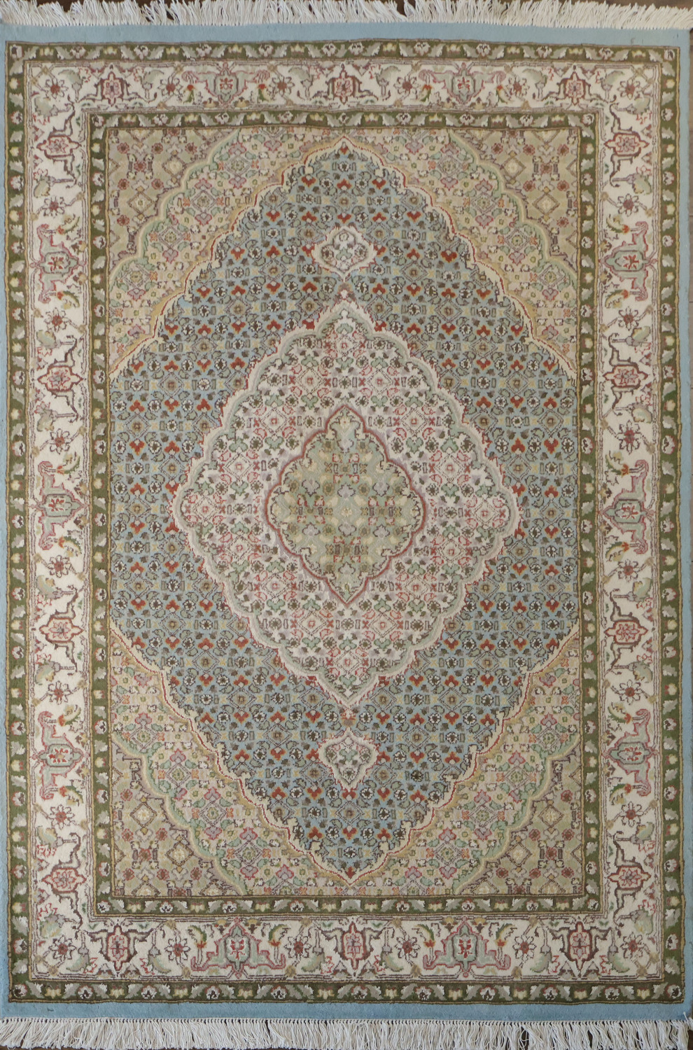 Vegetable Dye Floral Tabriz Oriental Wool Rug 4x6