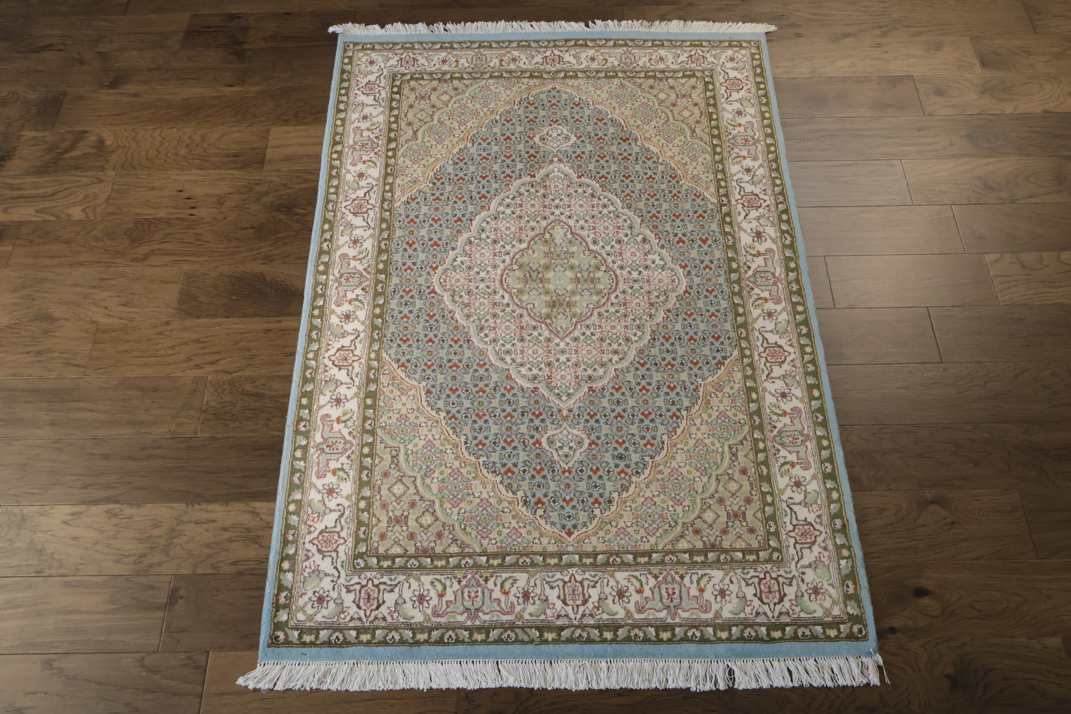 Vegetable Dye Floral Tabriz Oriental Wool Rug 4x6