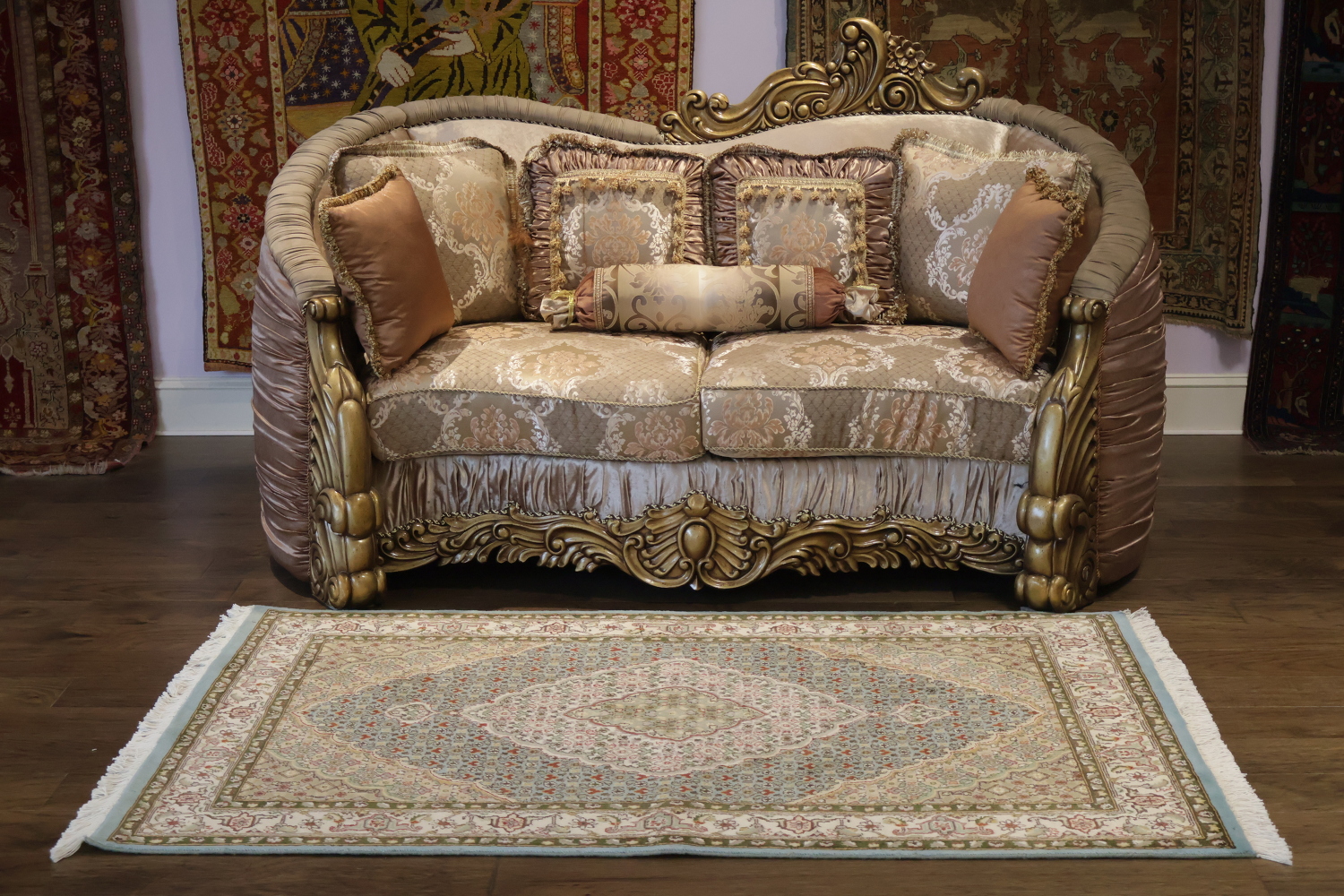 Vegetable Dye Floral Tabriz Oriental Wool Rug 4x6