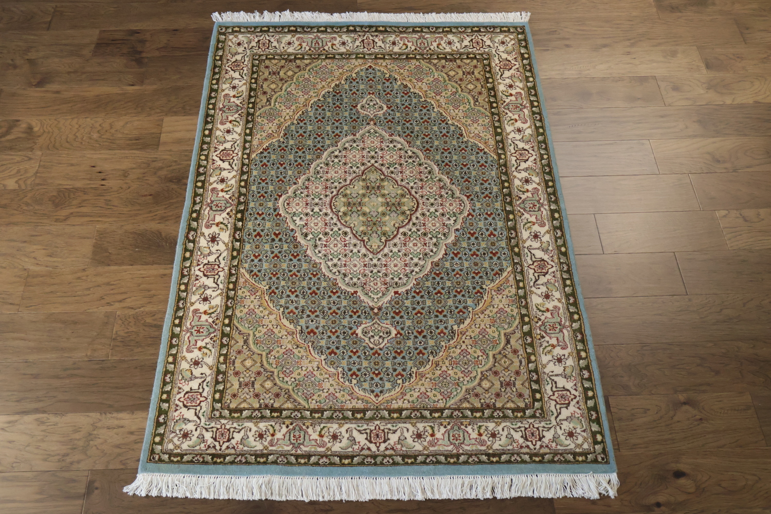 Vegetable Dye Floral Tabriz Oriental Wool Rug 4x6