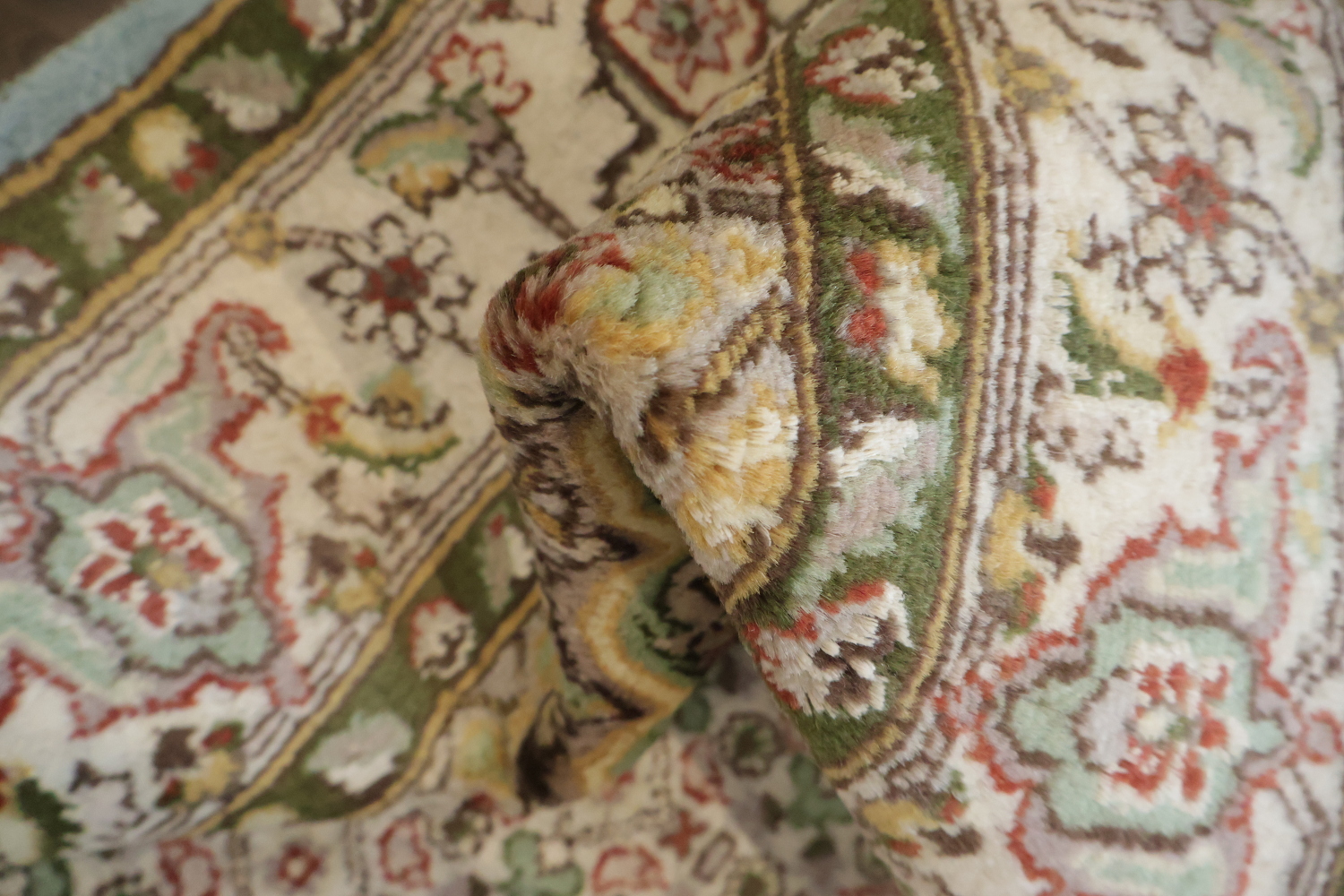 Vegetable Dye Floral Tabriz Oriental Wool Rug 4x6