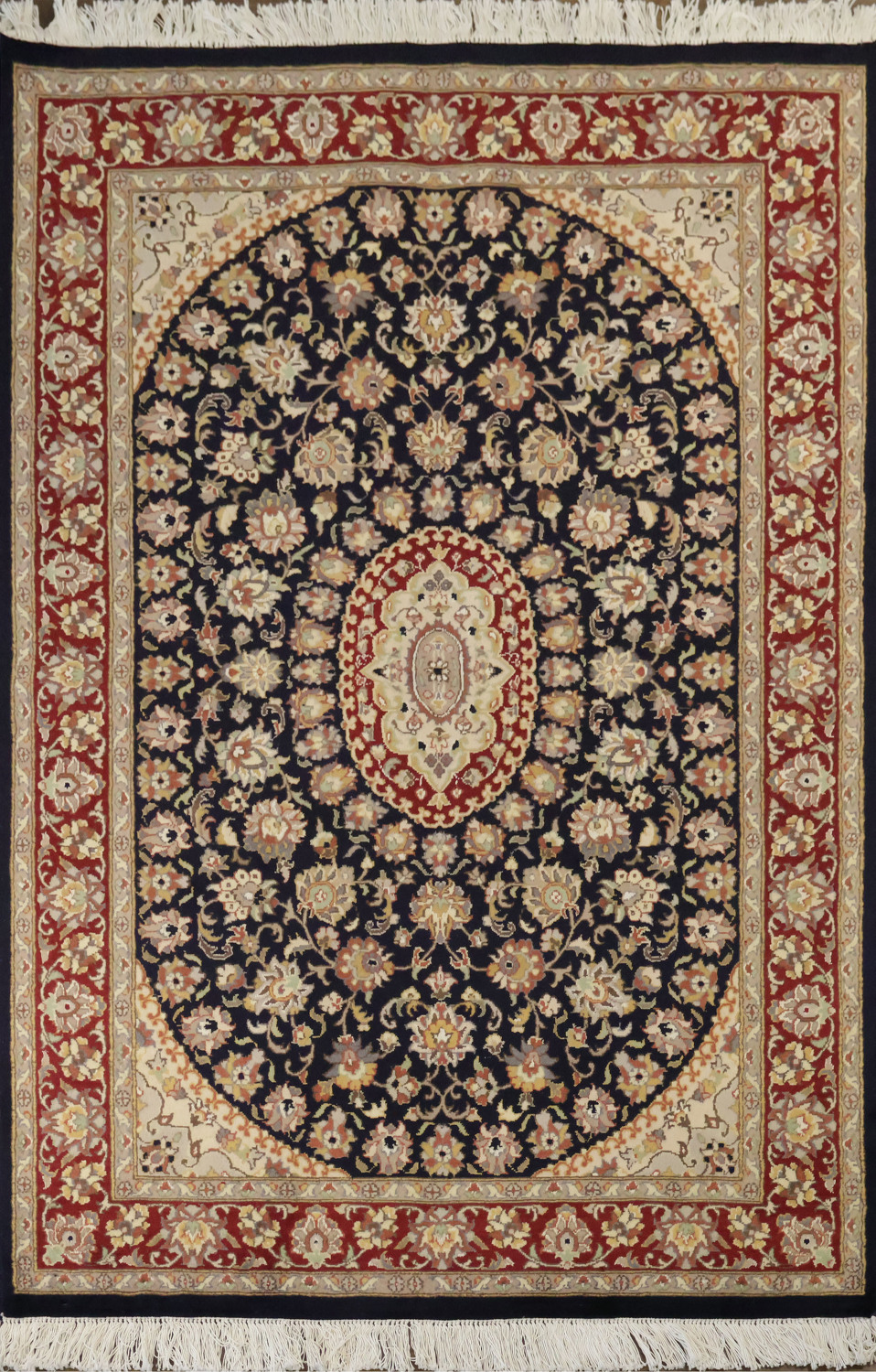 Vegetable Dye Floral Tabriz Oriental Area Rug 4x6