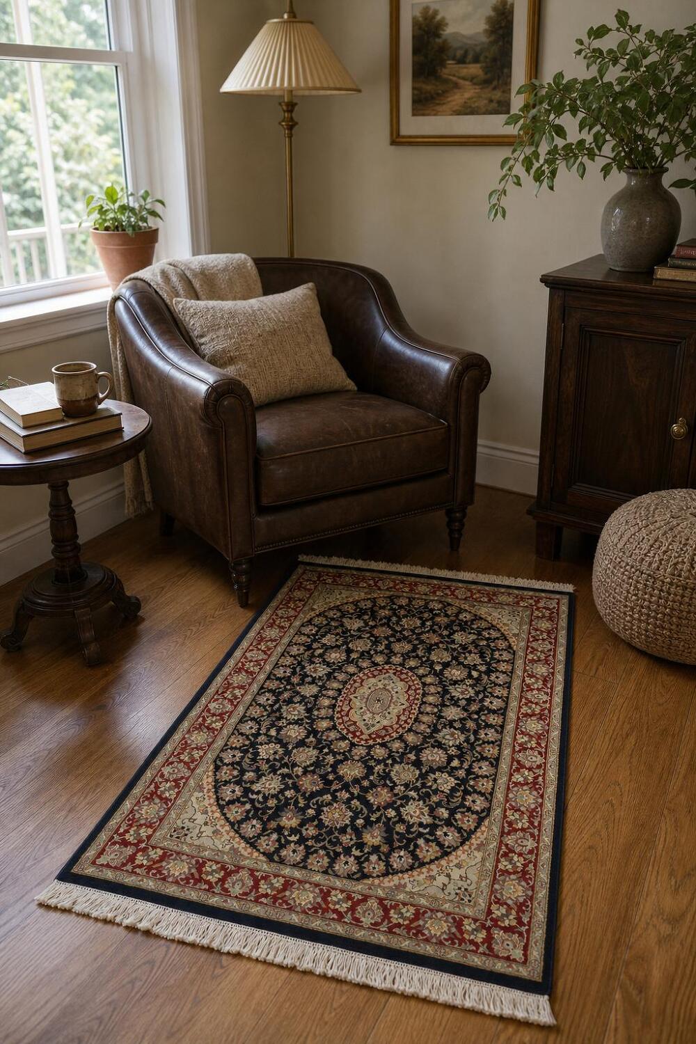 Vegetable Dye Floral Tabriz Oriental Area Rug 4x6