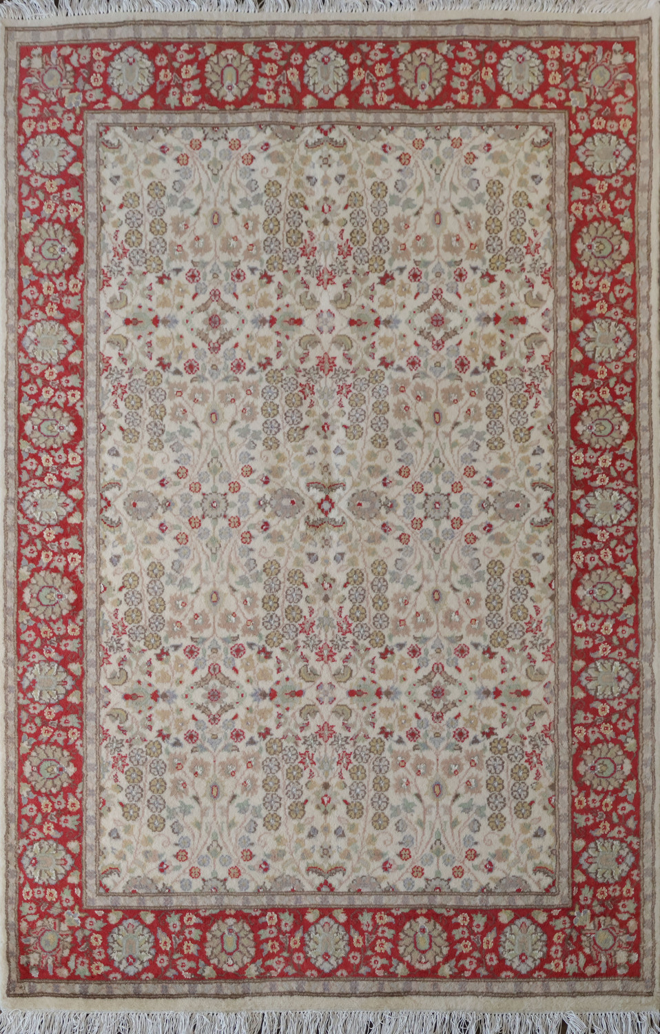Vegetable Dye Floral Tabriz Oriental Wool Rug 4x6