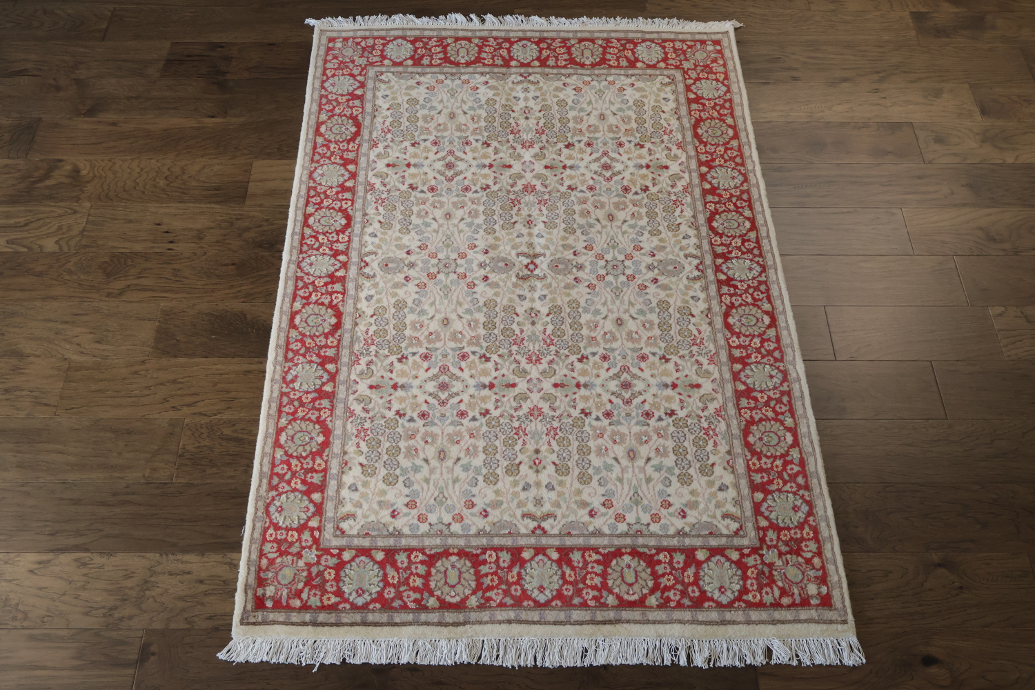 Vegetable Dye Floral Tabriz Oriental Wool Rug 4x6