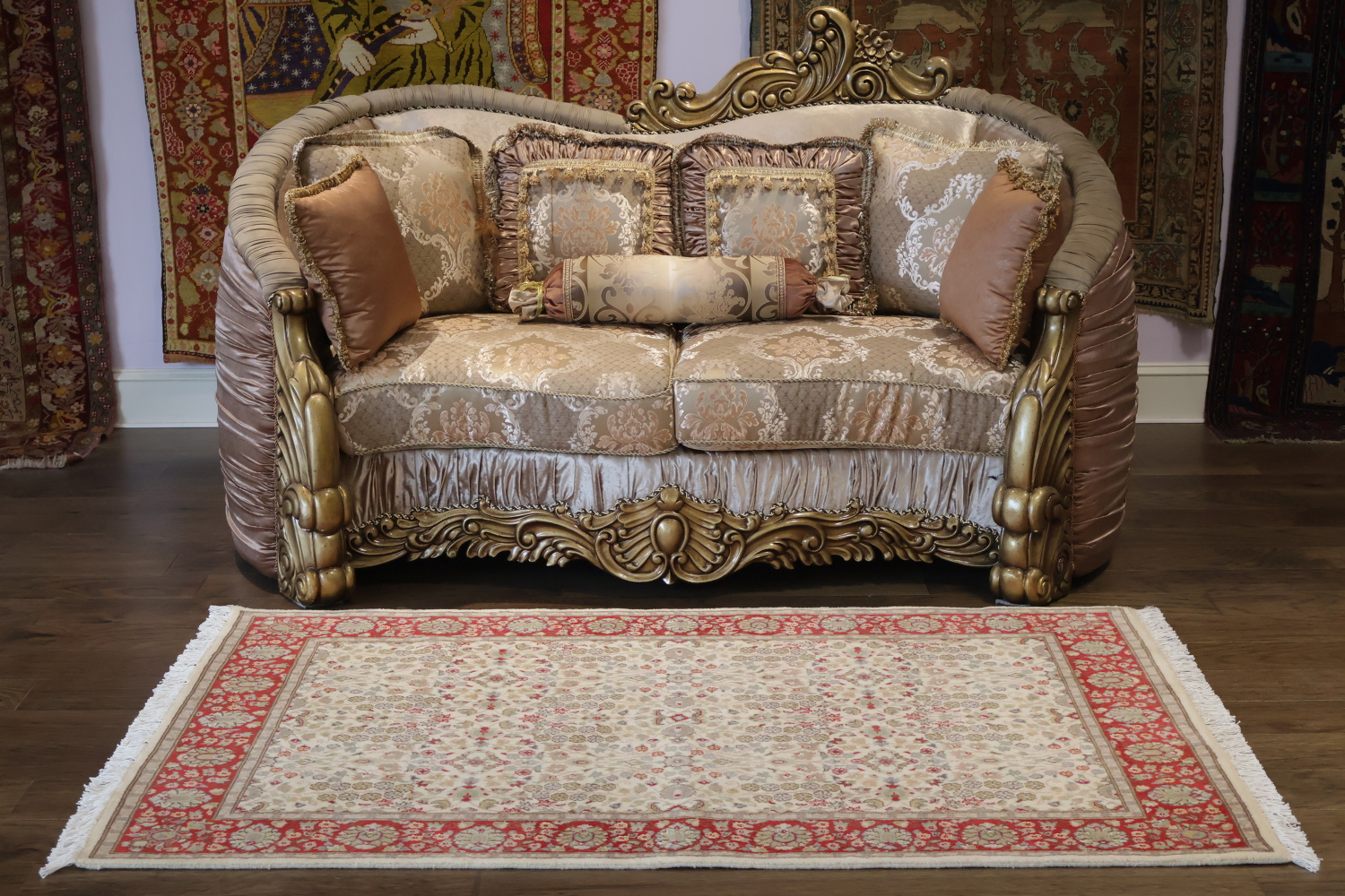 Vegetable Dye Floral Tabriz Oriental Wool Rug 4x6