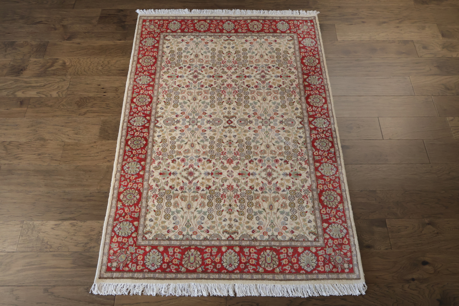 Vegetable Dye Floral Tabriz Oriental Wool Rug 4x6
