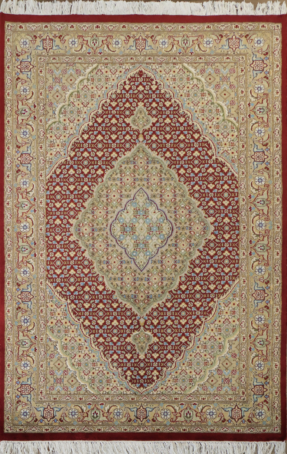 Vegetable Dye Tabriz Mahi Oriental Wool Area Rug 4x6
