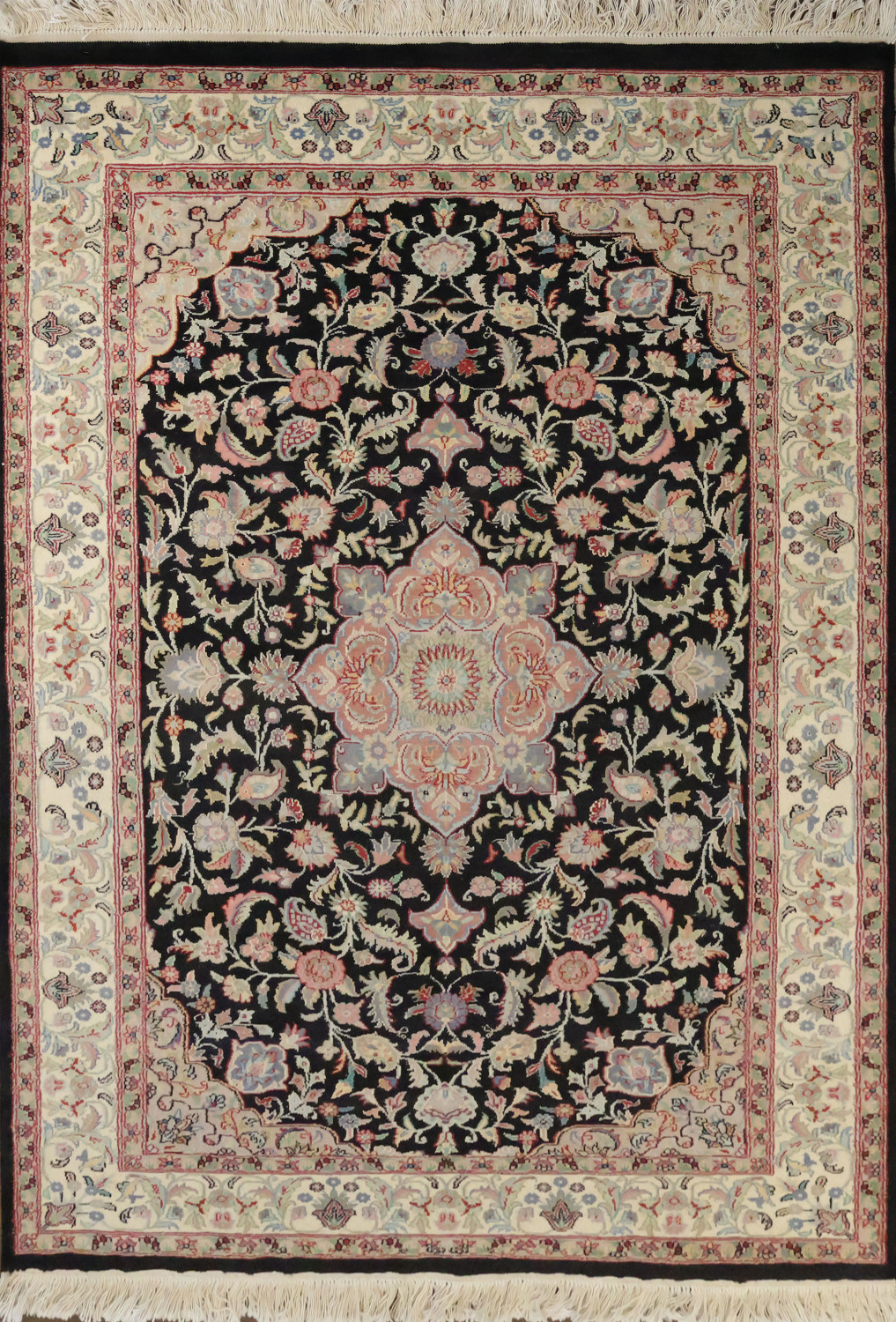 Vegetable Dye Floral Tabriz Oriental Wool Rug 4x6