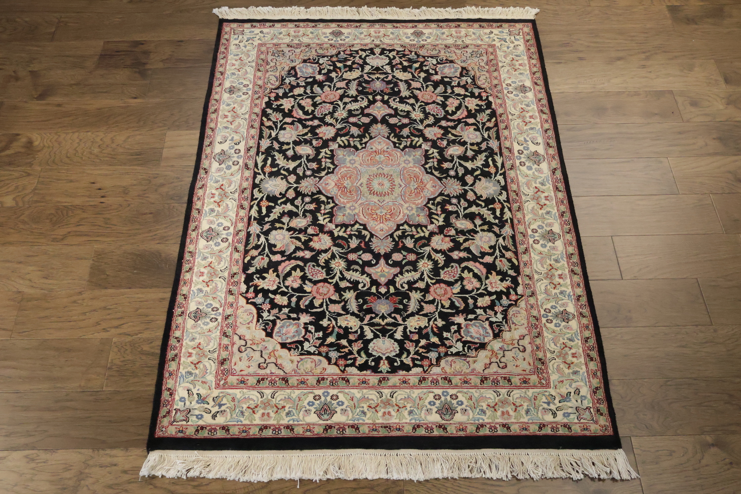 Vegetable Dye Floral Tabriz Oriental Wool Rug 4x6