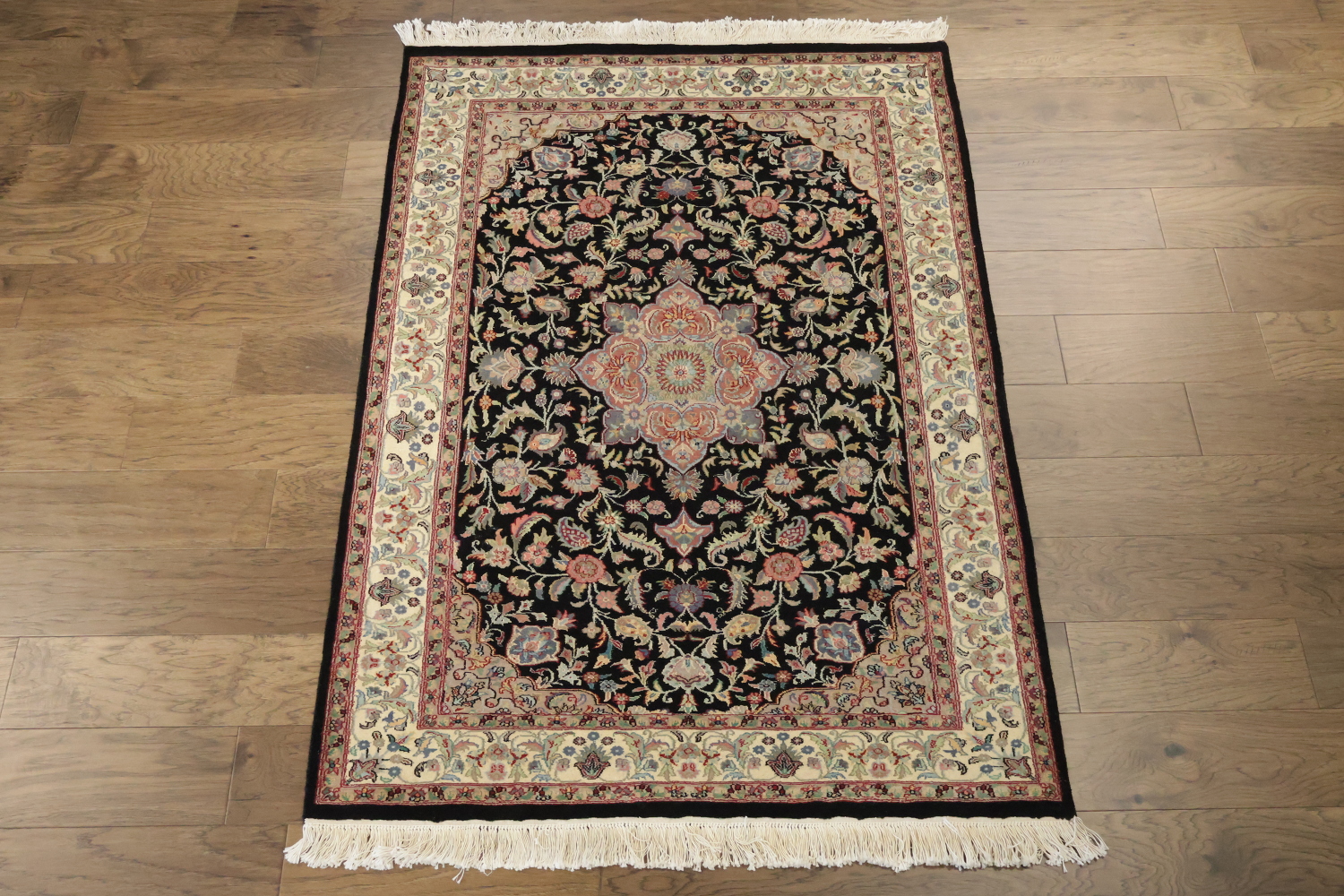 Vegetable Dye Floral Tabriz Oriental Wool Rug 4x6