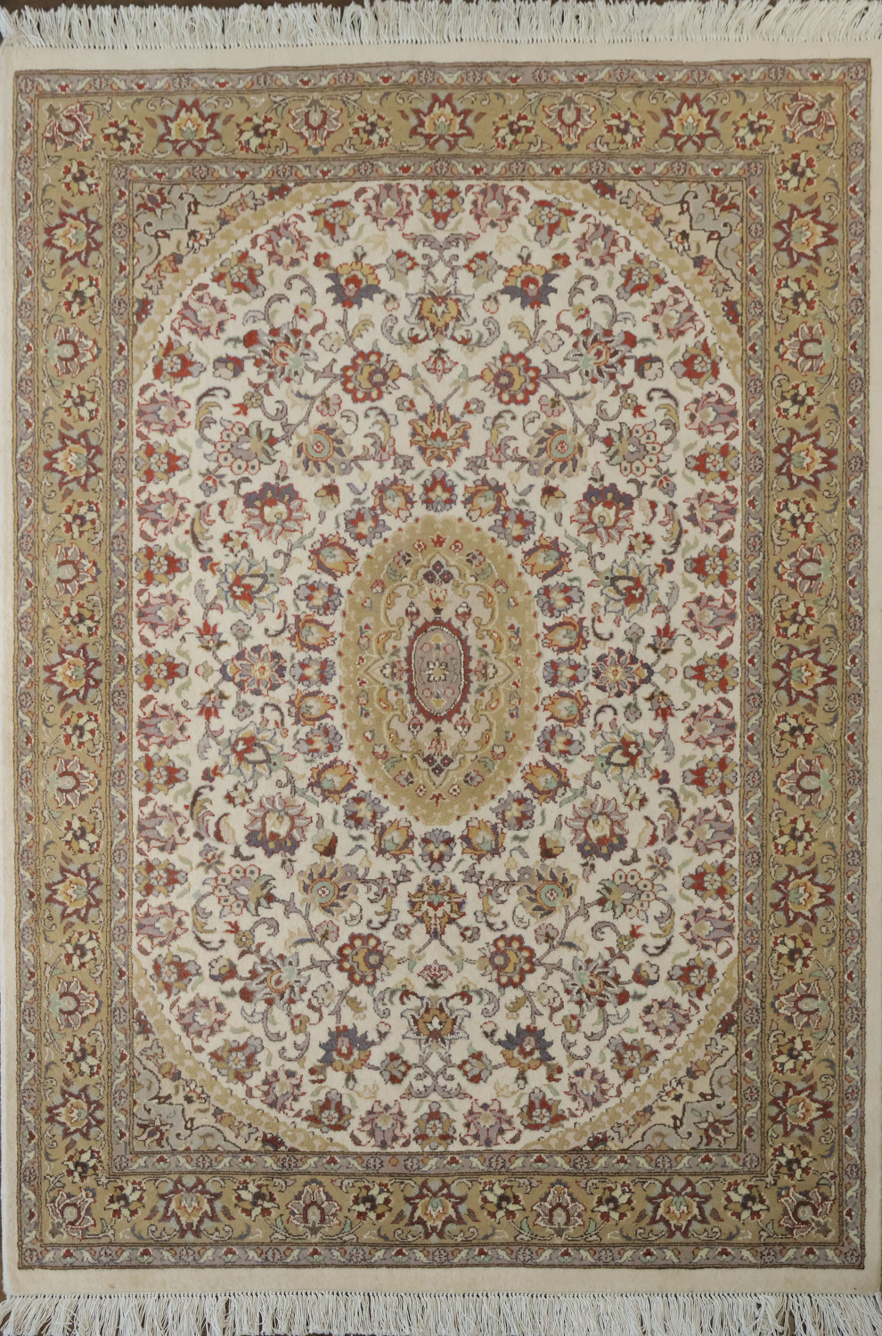 Vegetable Dye Floral Tabriz Oriental Wool Rug 4x6
