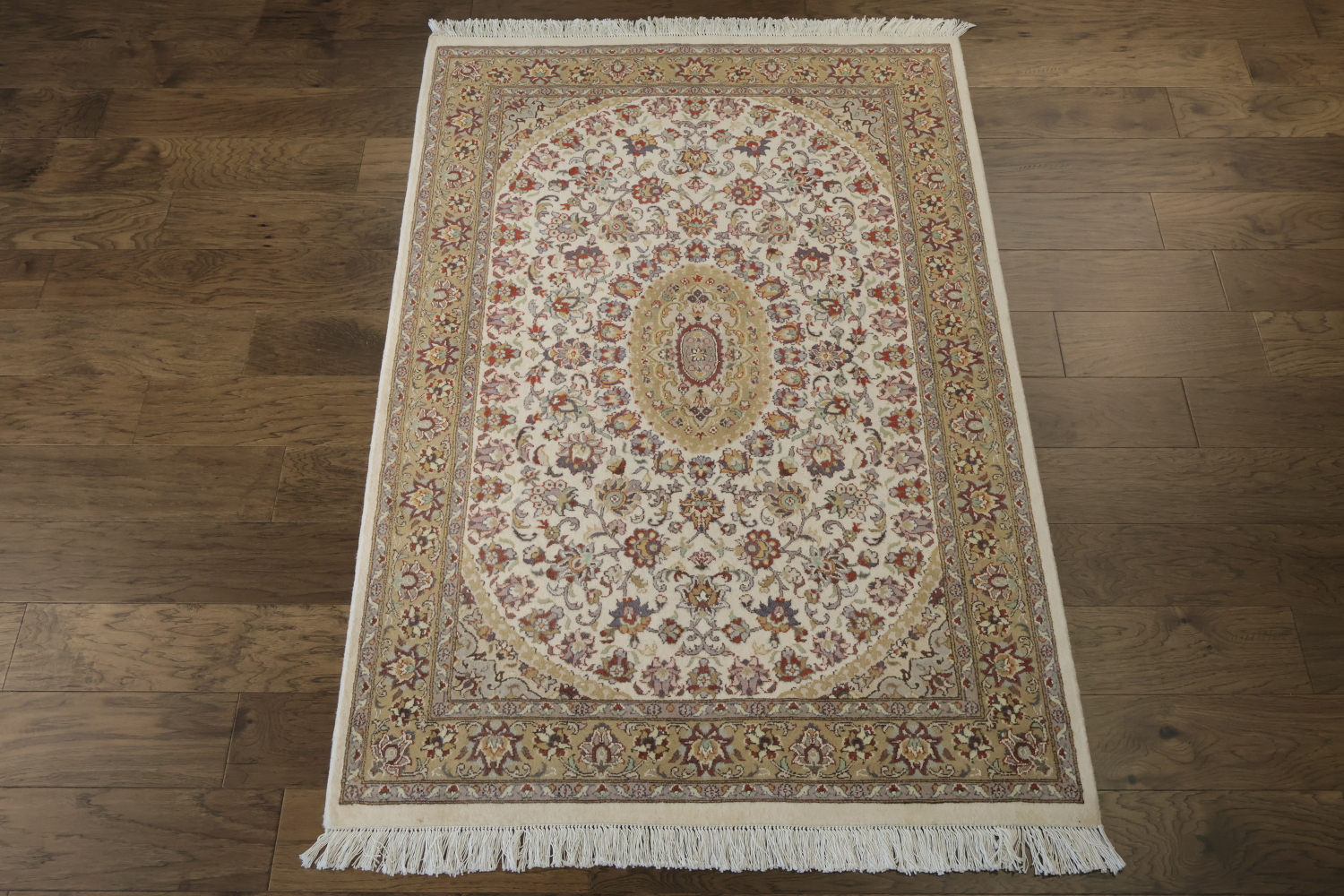 Vegetable Dye Floral Tabriz Oriental Wool Rug 4x6