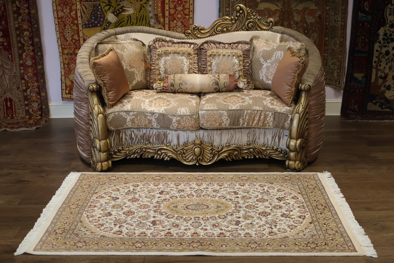 Vegetable Dye Floral Tabriz Oriental Wool Rug 4x6