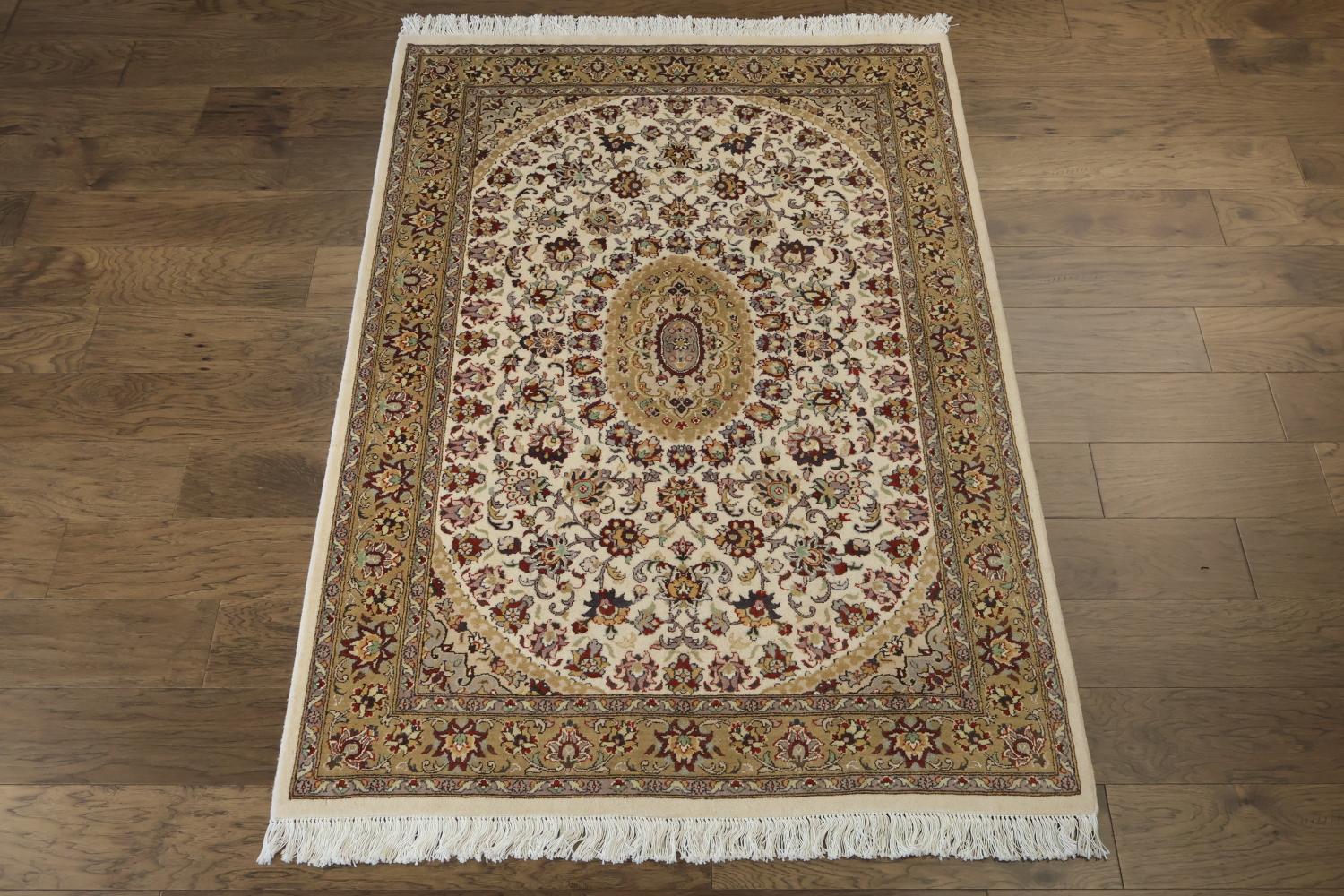 Vegetable Dye Floral Tabriz Oriental Wool Rug 4x6