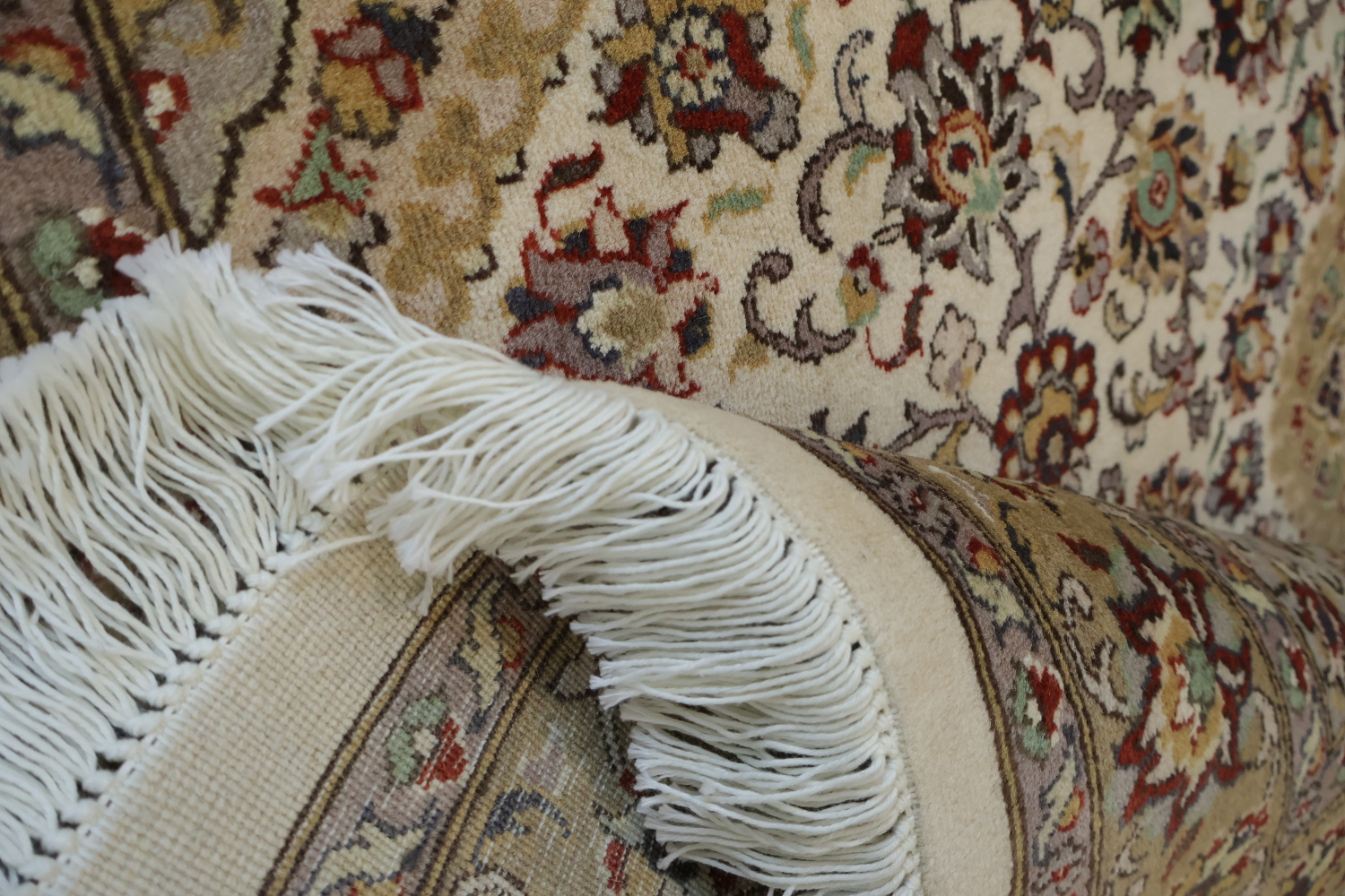 Vegetable Dye Floral Tabriz Oriental Wool Rug 4x6