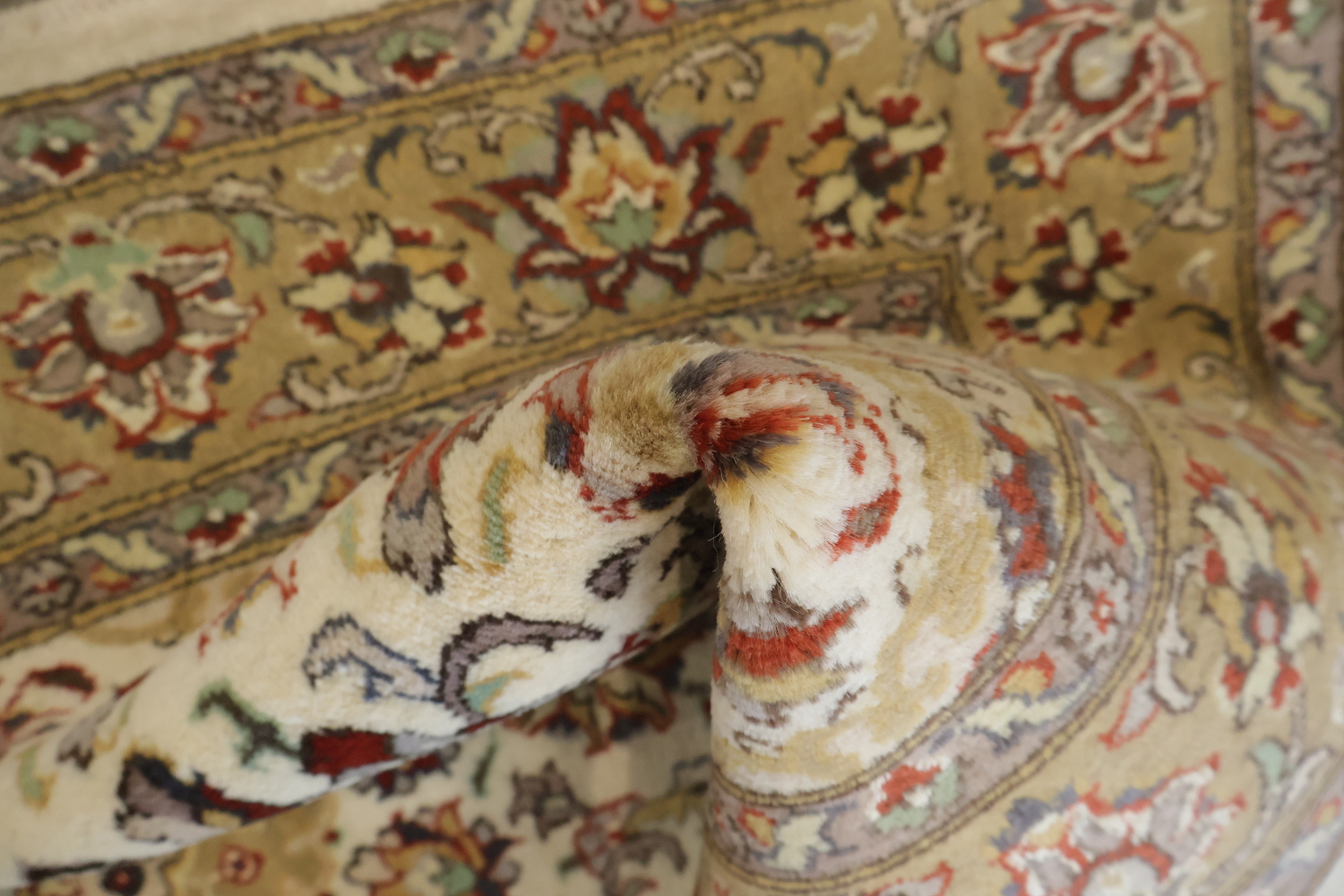 Vegetable Dye Floral Tabriz Oriental Wool Rug 4x6