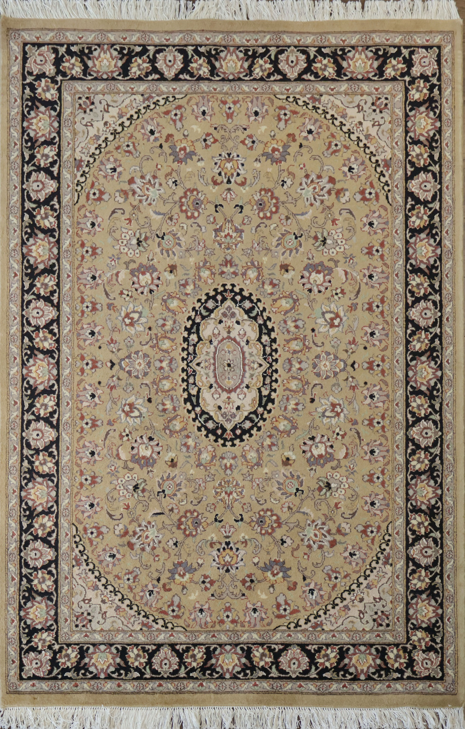 Vegetable Dye Floral Tabriz Oriental Wool Area Rug 4x6