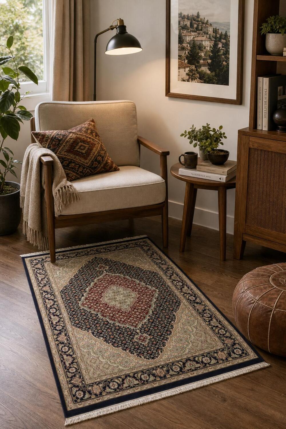 Geometric Tabriz Mahi Oriental Wool Rug 4x6