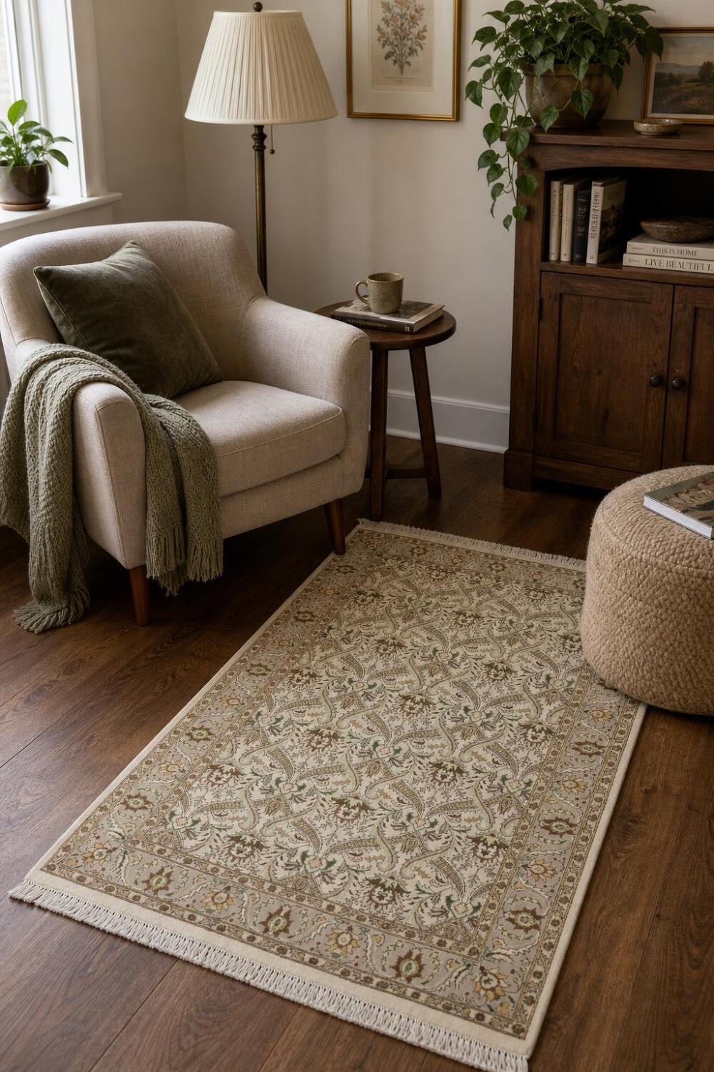 Vegetable Dye Floral Tabriz Oriental Area Rug 4x6