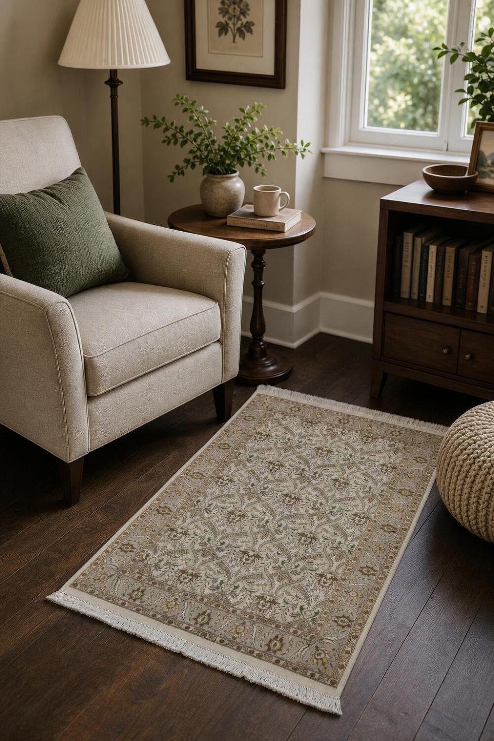 Vegetable Dye Floral Tabriz Oriental Area Rug 4x6