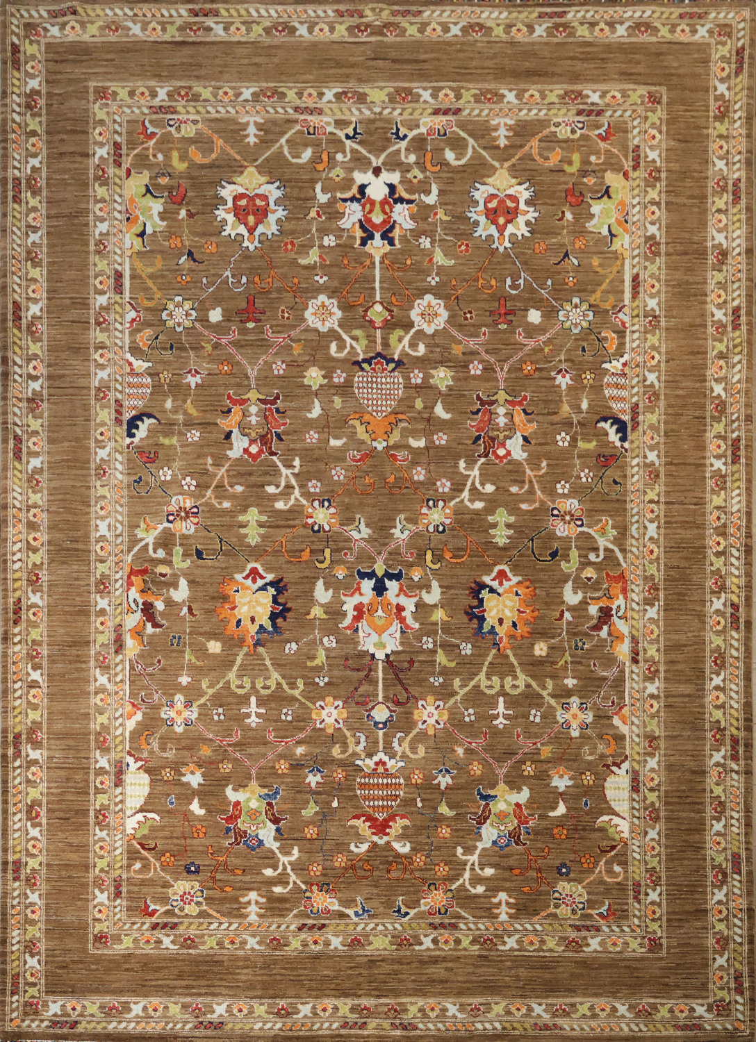 100% Vegetable Dye Floral Ziegler Oriental Area Rug 7x9