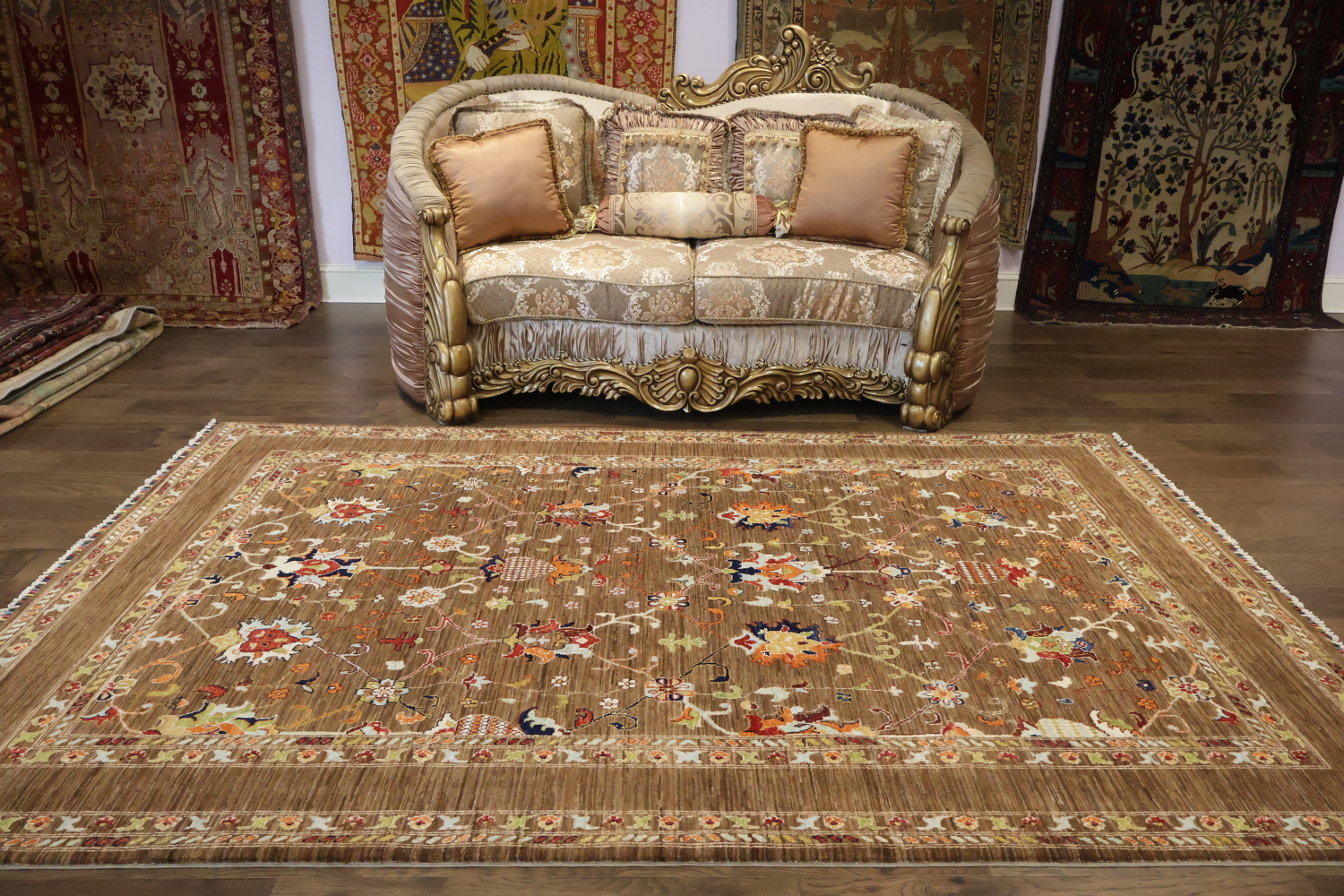 100% Vegetable Dye Floral Ziegler Oriental Area Rug 7x9