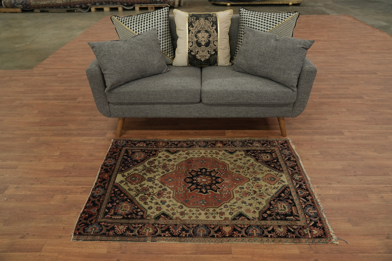 Pre-1900 Antique Vegetable Dye Sarouk Farahan Persian Area Rug 3x5