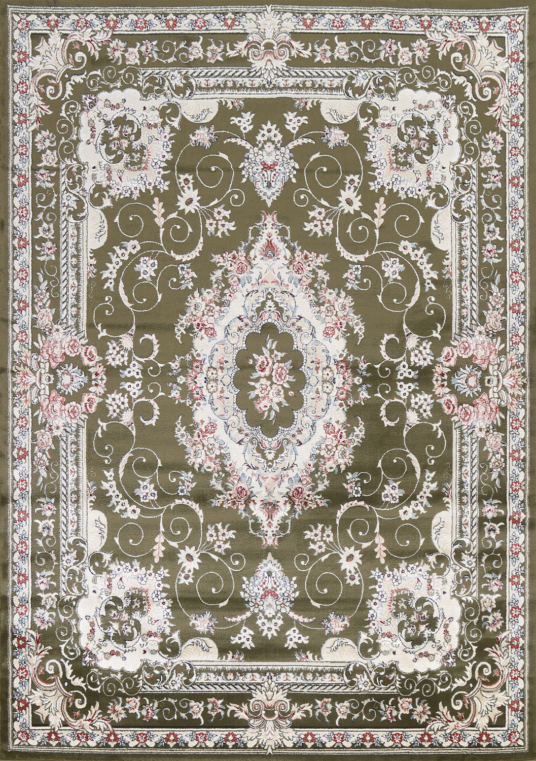 Green Transitional Oriental Turkish Rug