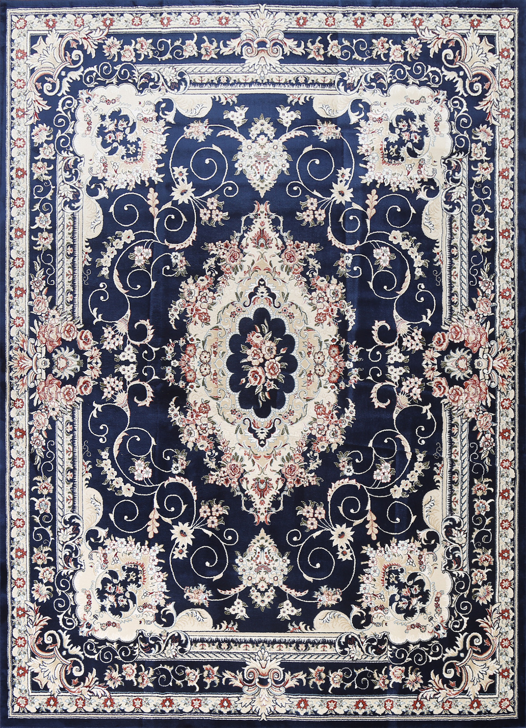 Blue Floral Transitional Oriental Rug