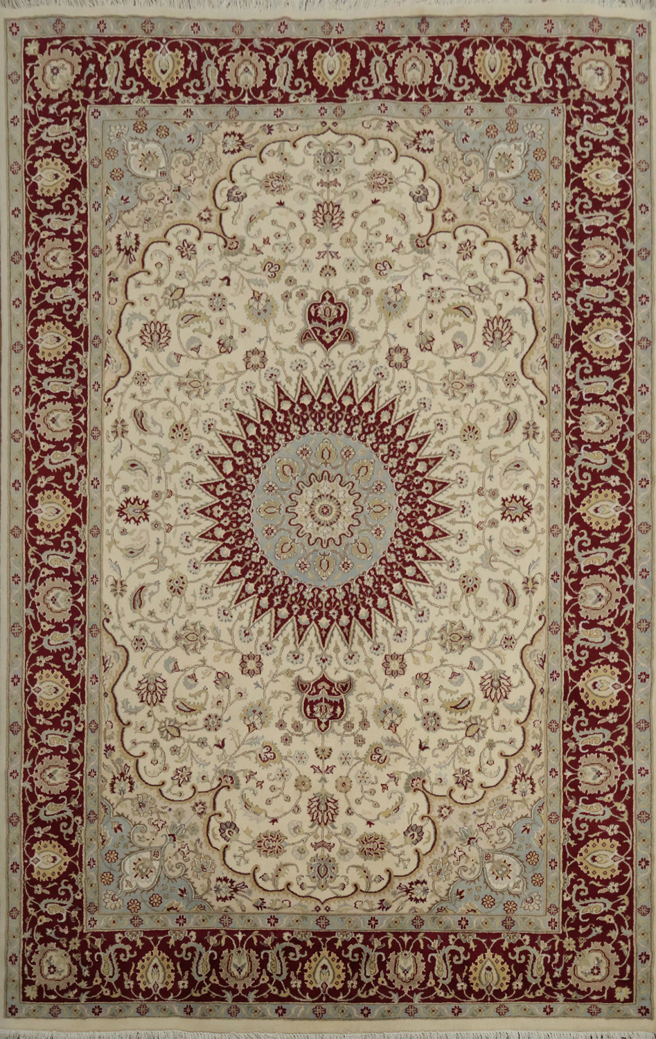 Traditional Elegance: Red and Beige Persian Medallion Area Rug 6x9