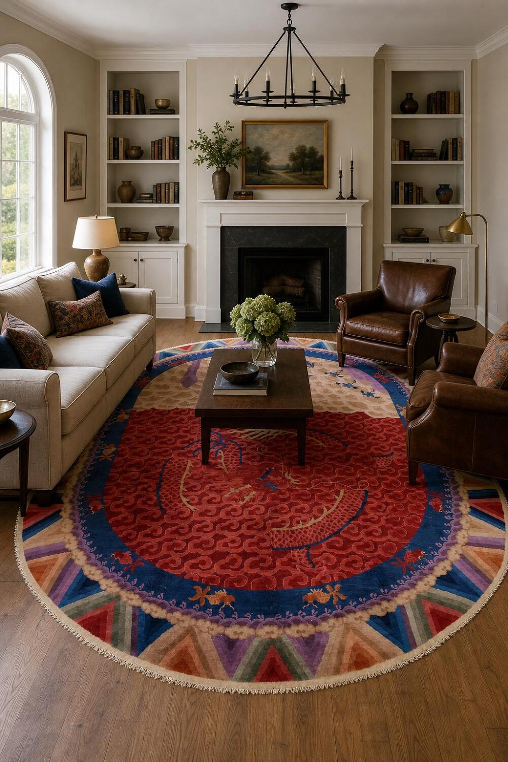 Antique 100% Vegetable Dye Art Deco Oriental Area Rug 9x11