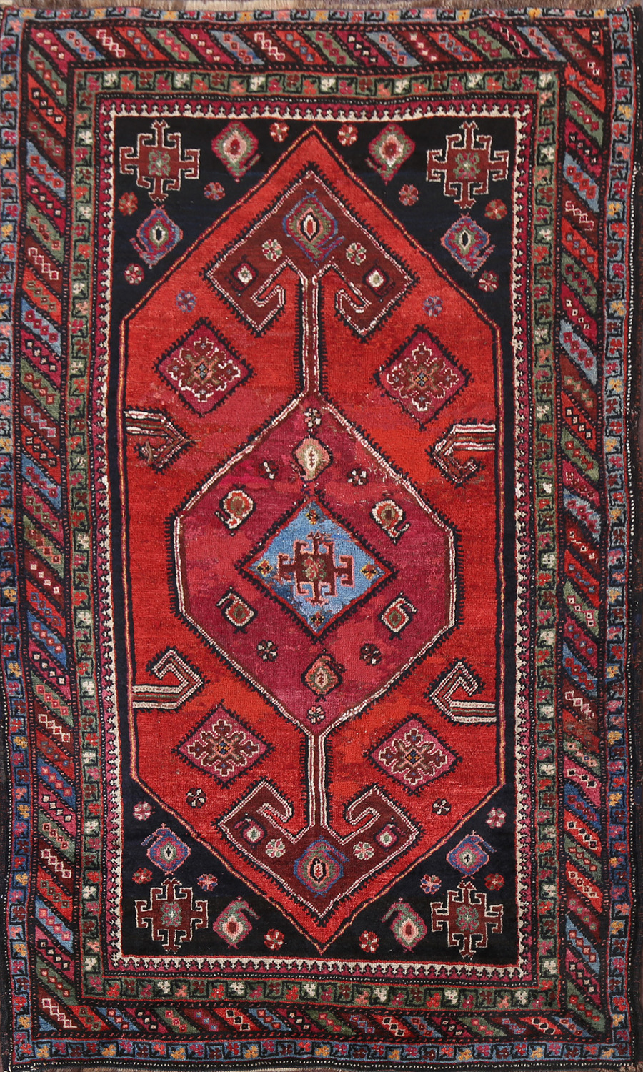 Pre-1900 Antique Vegetable Dye Afshar Persian Area Rug 4x6