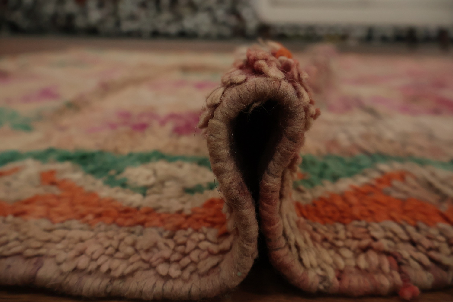 Elegant Moroccan Area Rug 5x9 with Natural Earth Tones and Pink