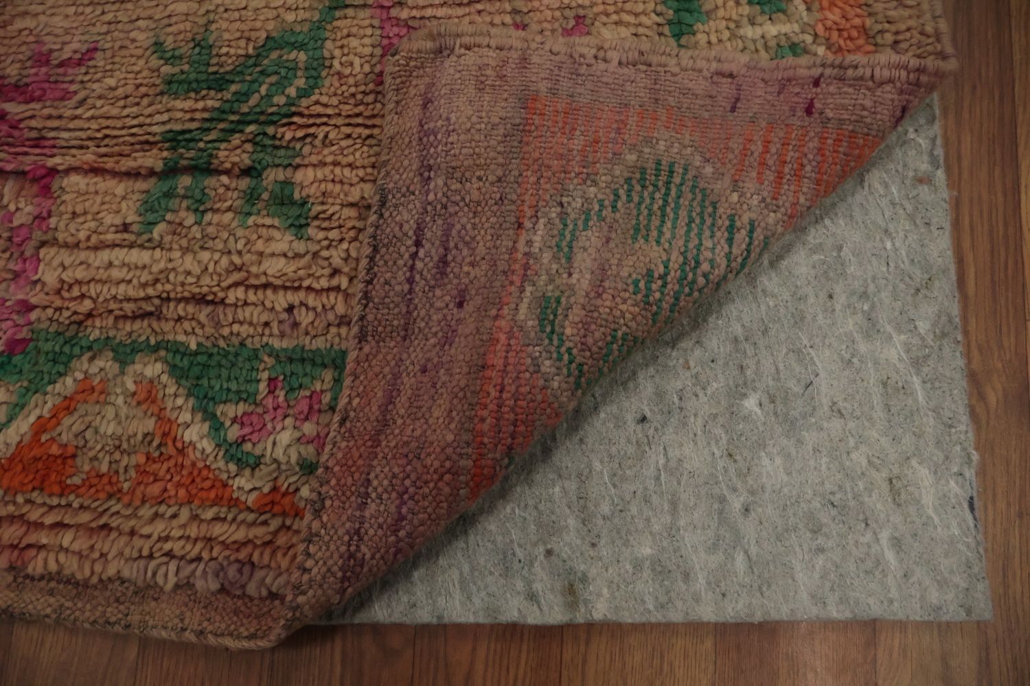 Elegant Moroccan Area Rug 5x9 with Natural Earth Tones and Pink