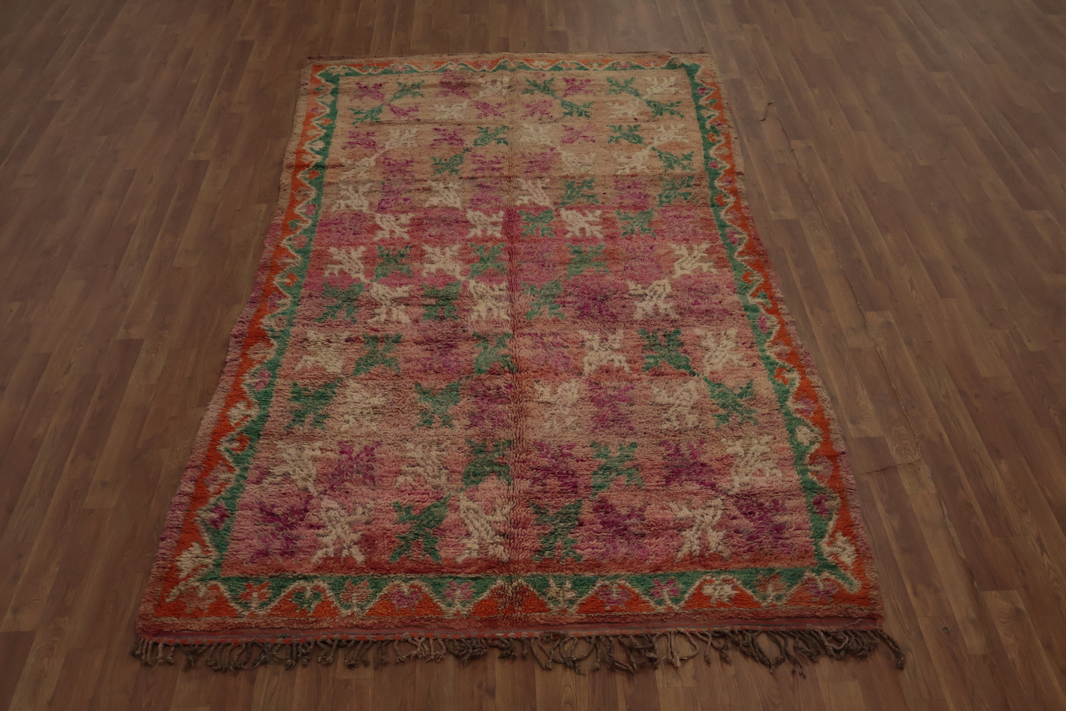 Elegant Moroccan Area Rug 5x9 with Natural Earth Tones and Pink