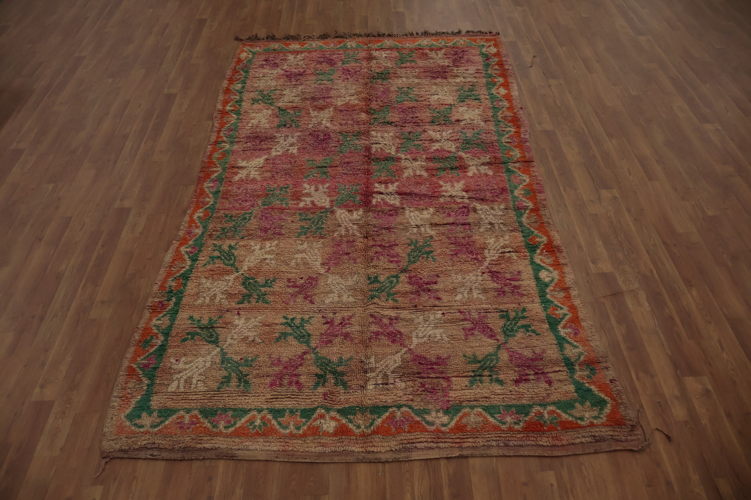 Elegant Moroccan Area Rug 5x9 with Natural Earth Tones and Pink