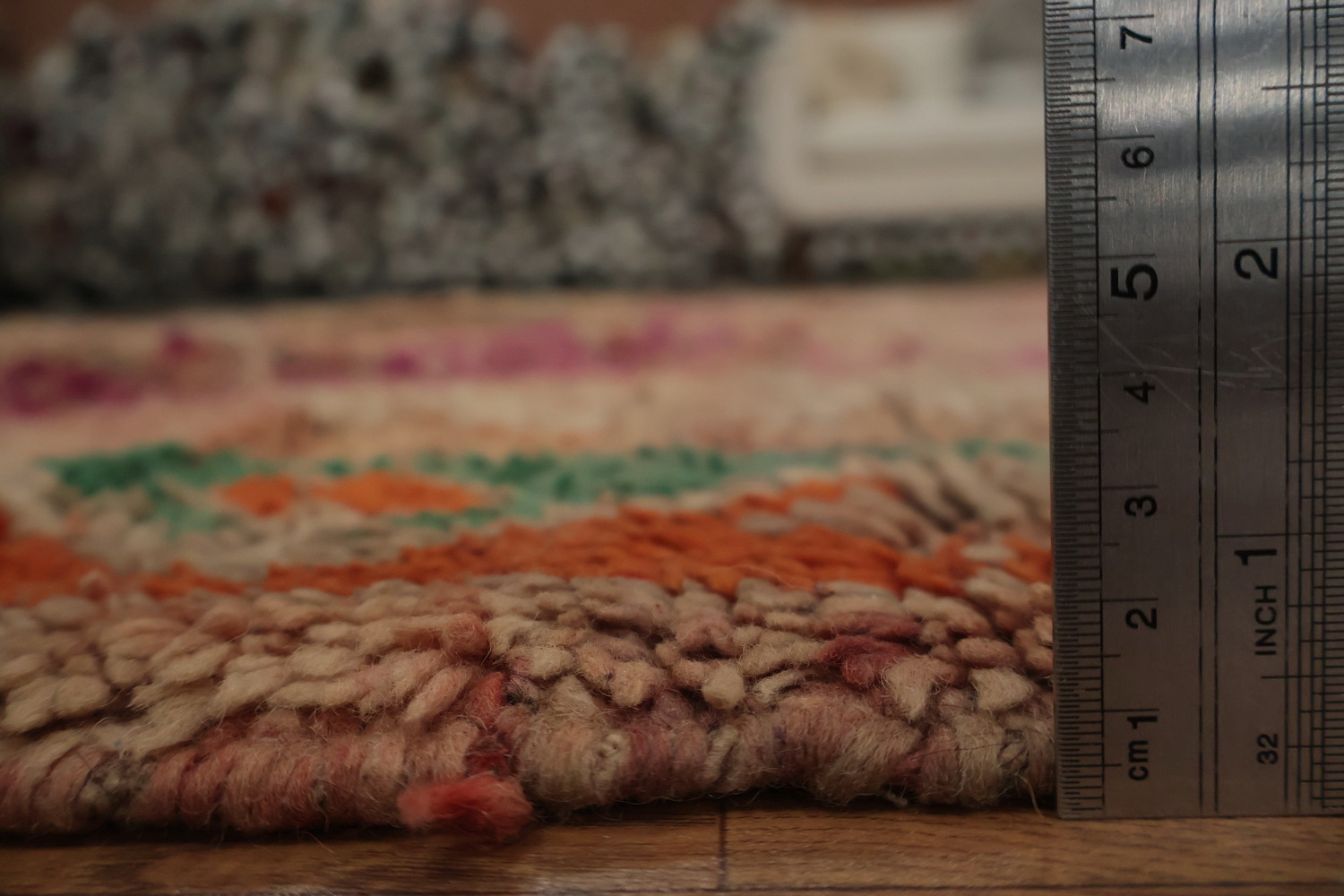 Elegant Moroccan Area Rug 5x9 with Natural Earth Tones and Pink