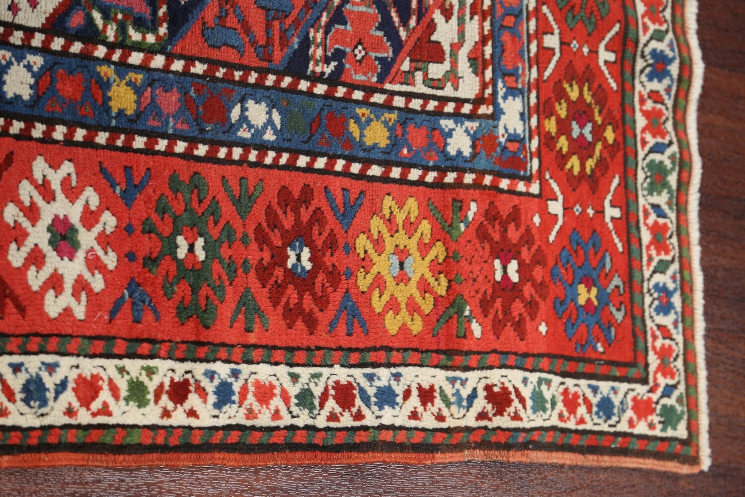 Antique Vegetable Dye Kazak Oriental Area Rug 4x8